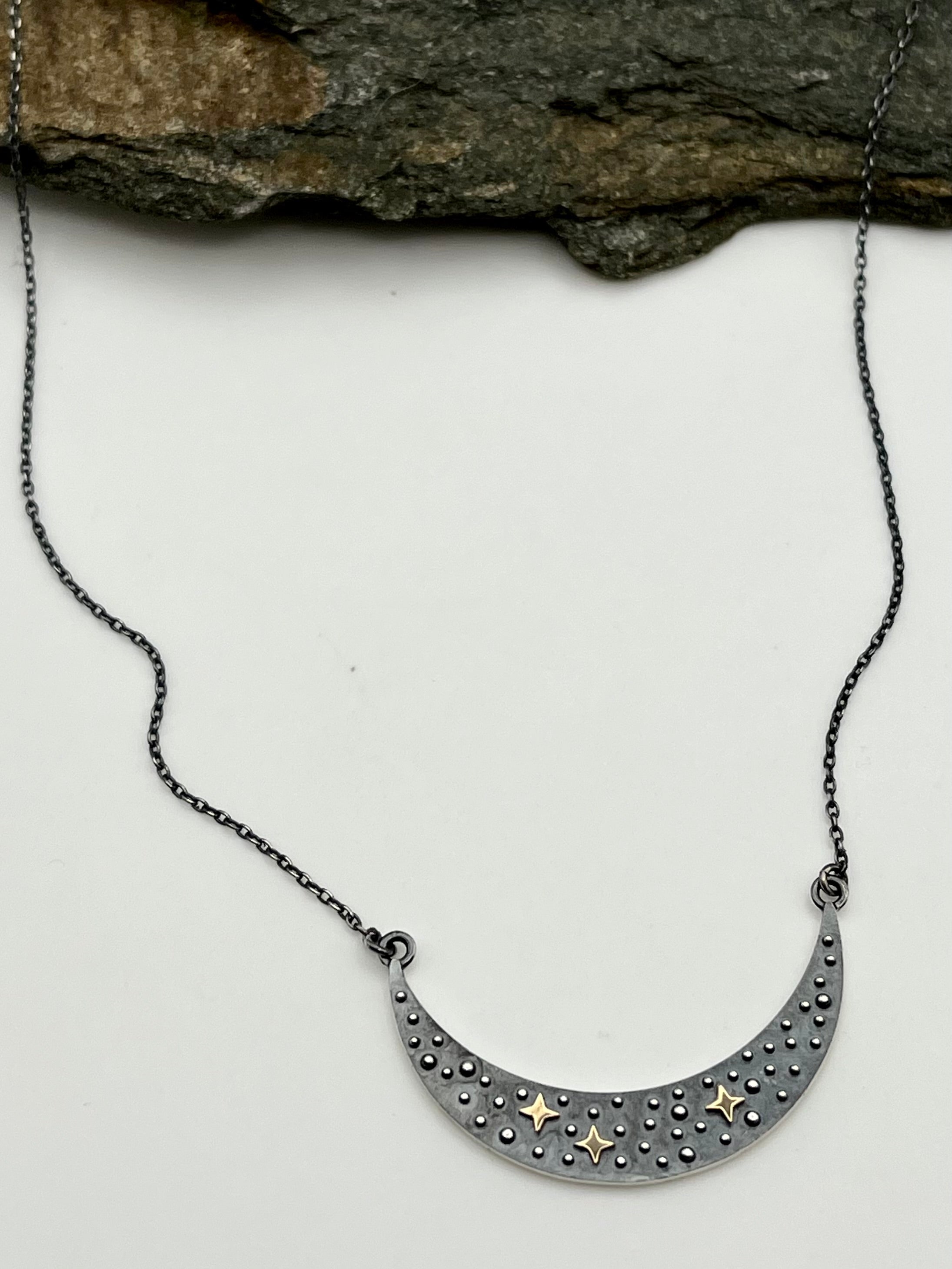 •COSMIC MOON•  mixed metal necklace