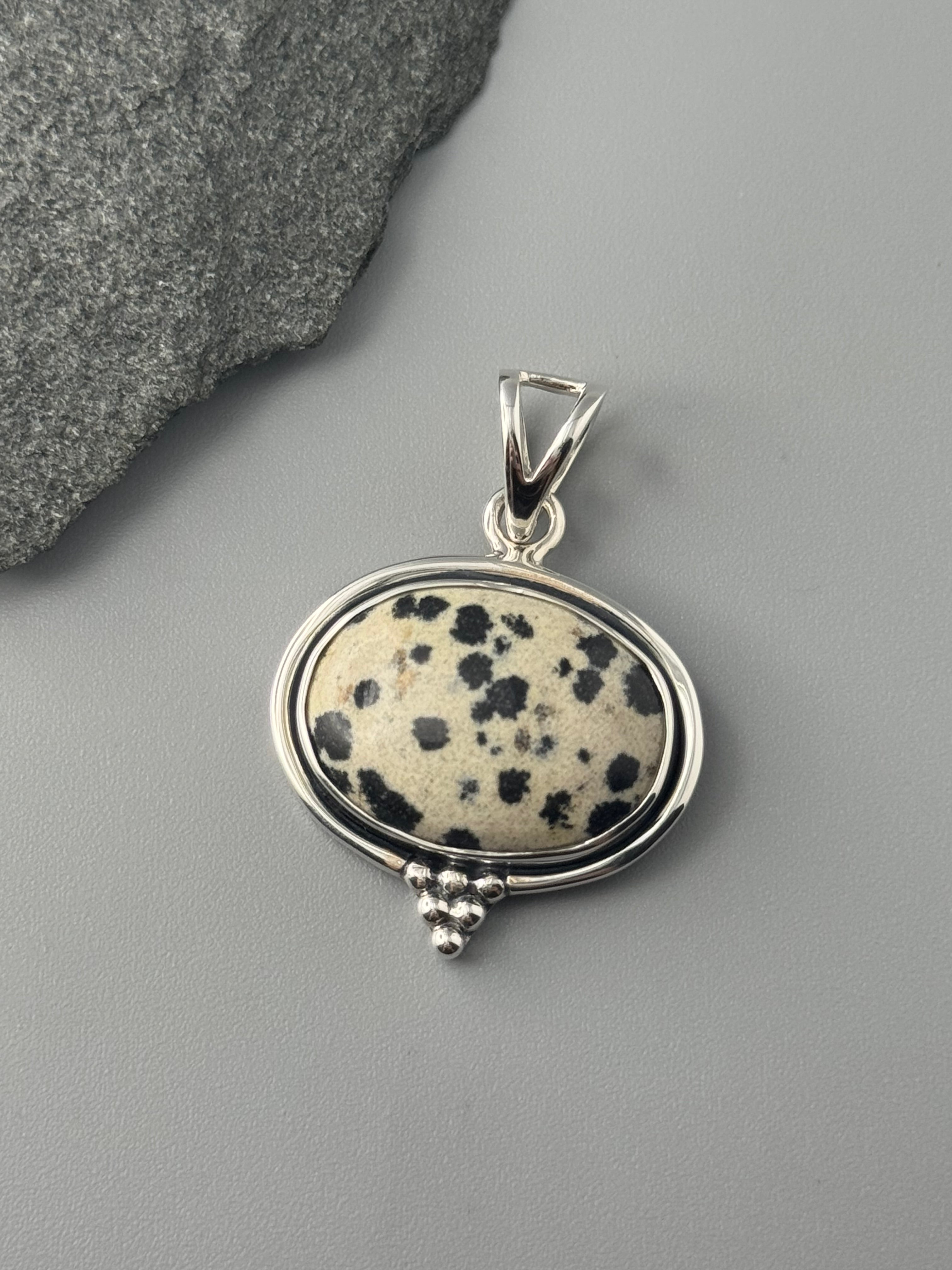 •DALMATIAN JASPER - OVAL• sterling silver pendant