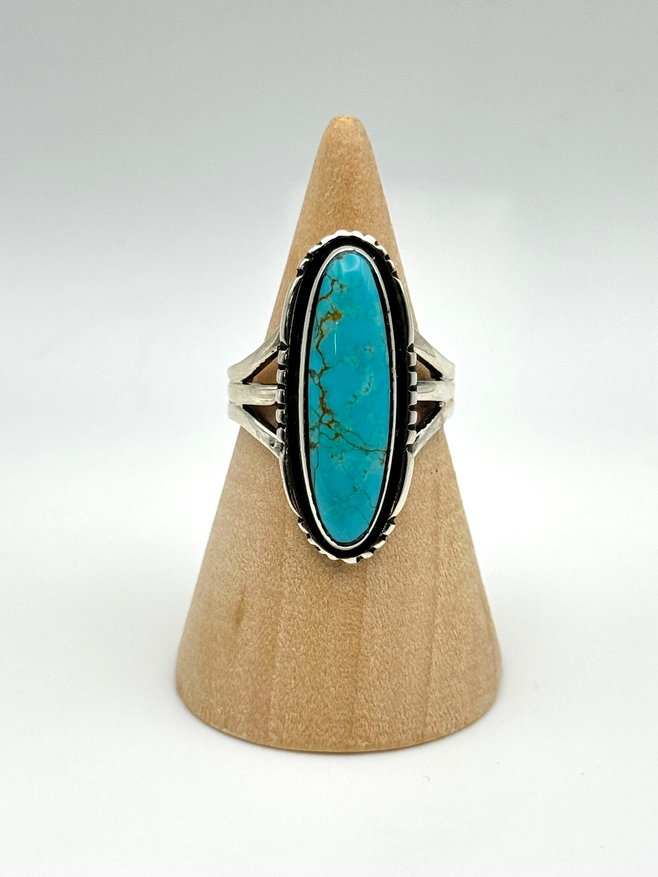 •#8 NEVADA TURQUOISE• Navajo silver ring (size 8)