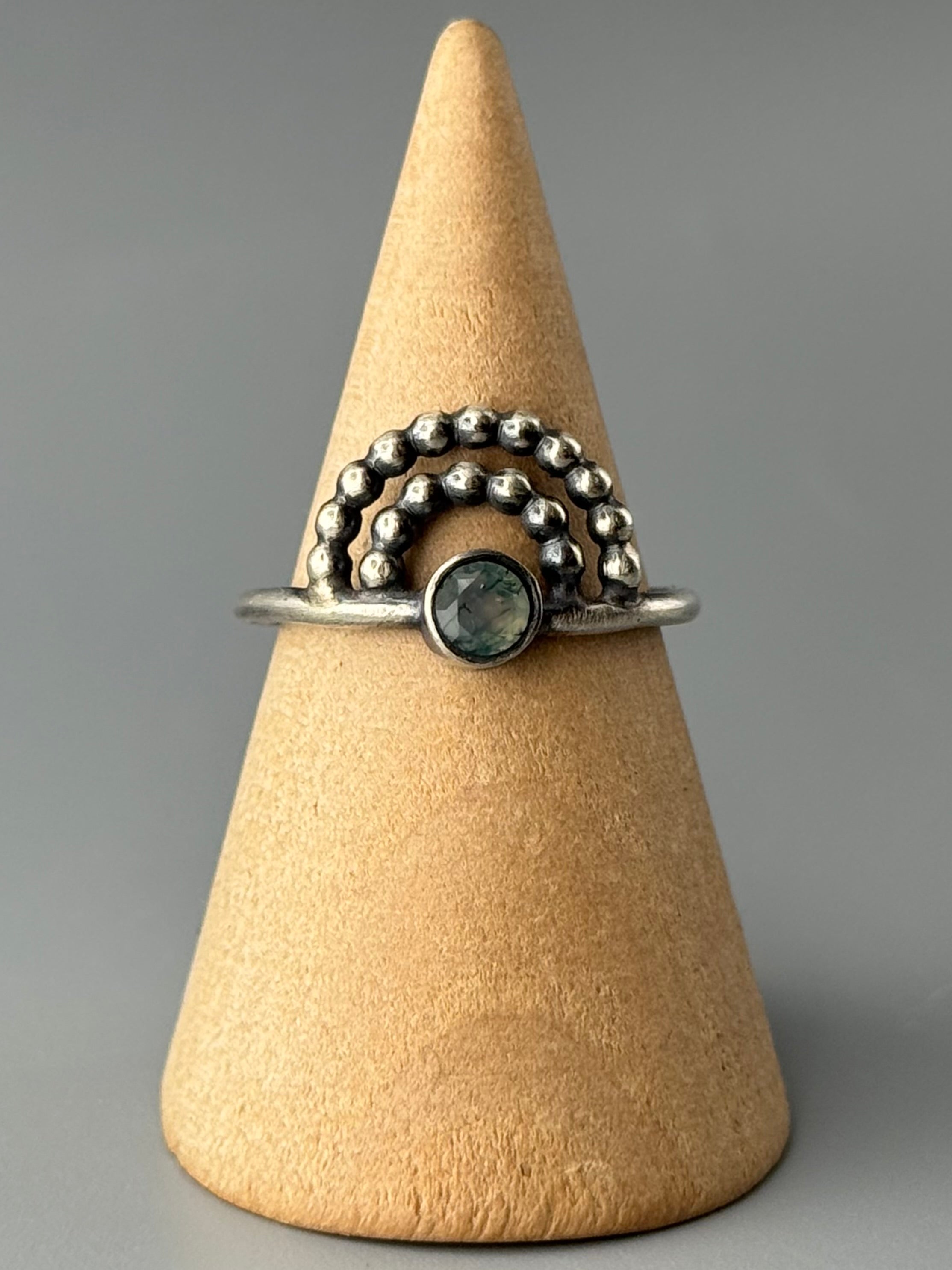 •DOTTED ARCH• moss agate + silver ring (various sizes)