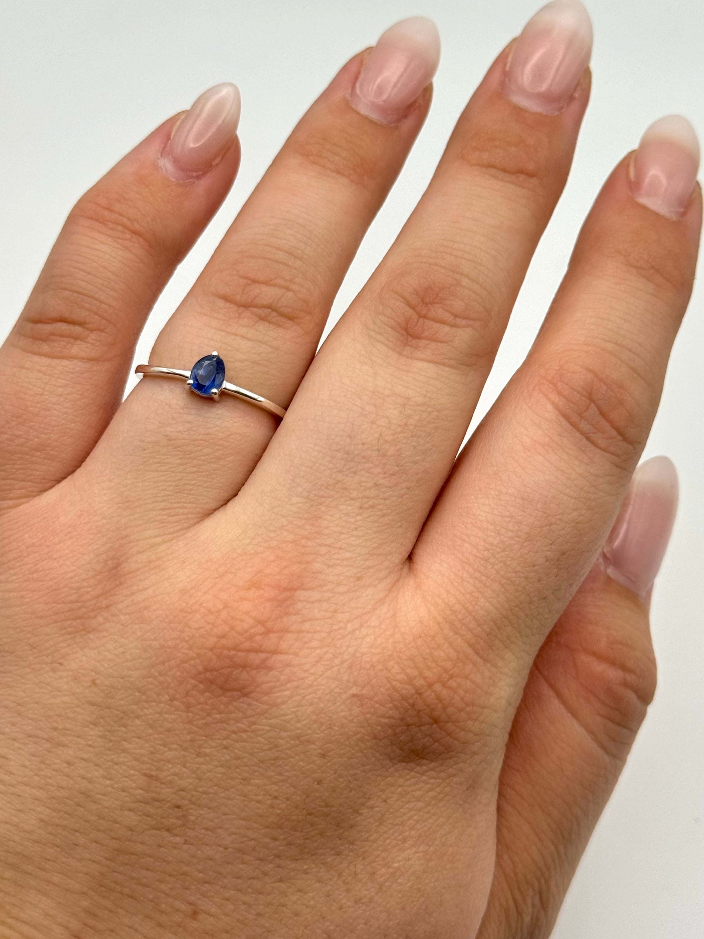 •FACETED KYANITE - LIL' TEARDROP• prong set silver ring (various sizes)