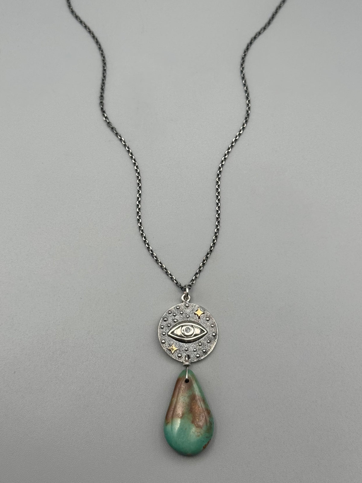 •INVOKE• turquoise + silver necklace (16"-18" long)
