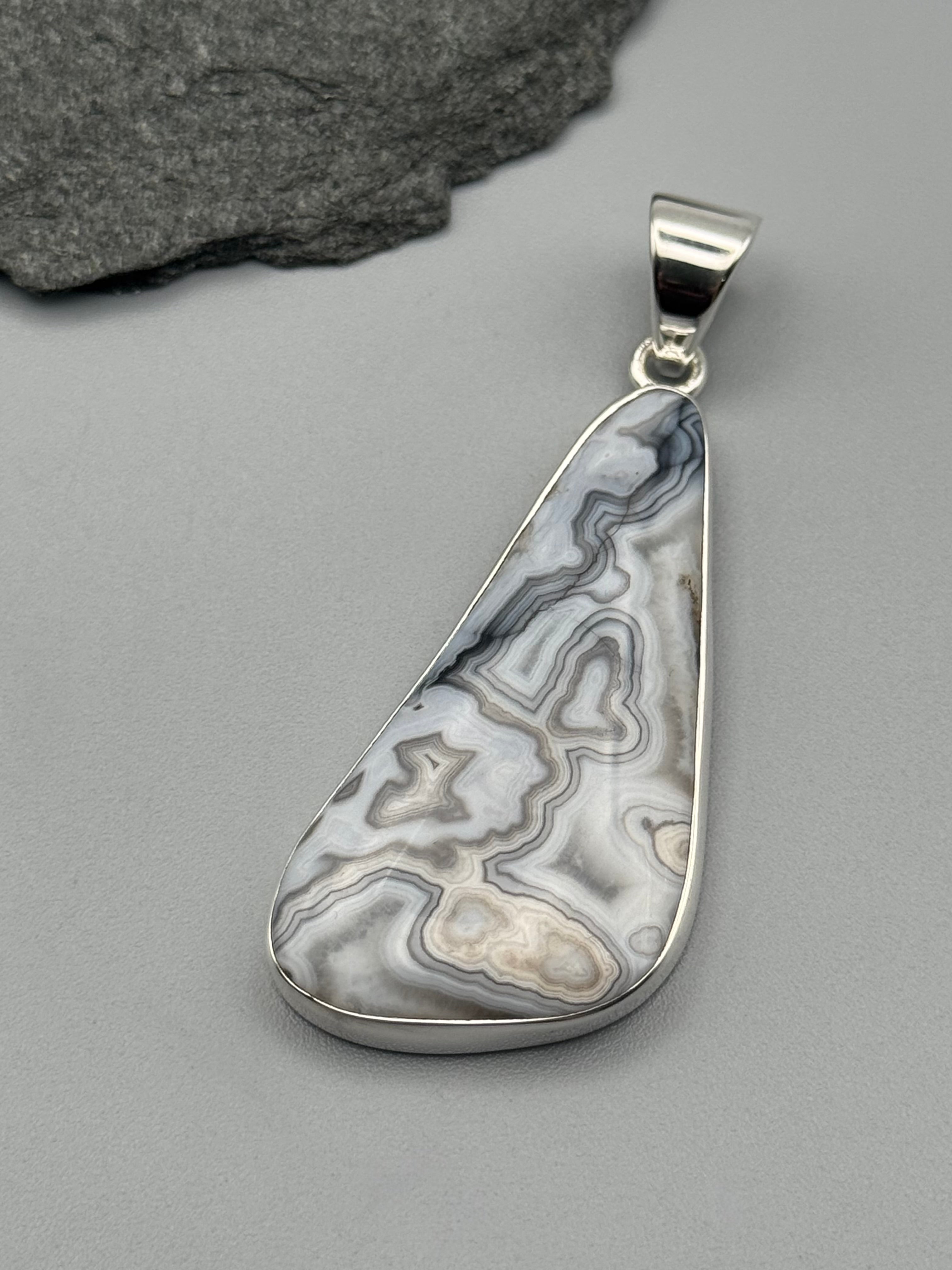 •BOTSWANA AGATE - FREEFORM• sterling silver pendant