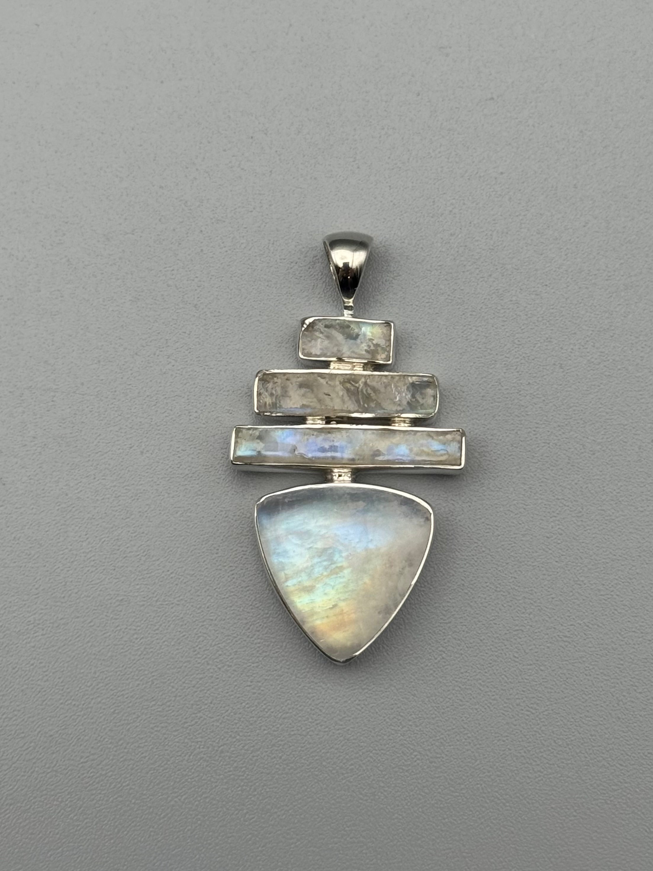 •RAINBOW MOONSTONE - PAGODA• sterling silver pendant