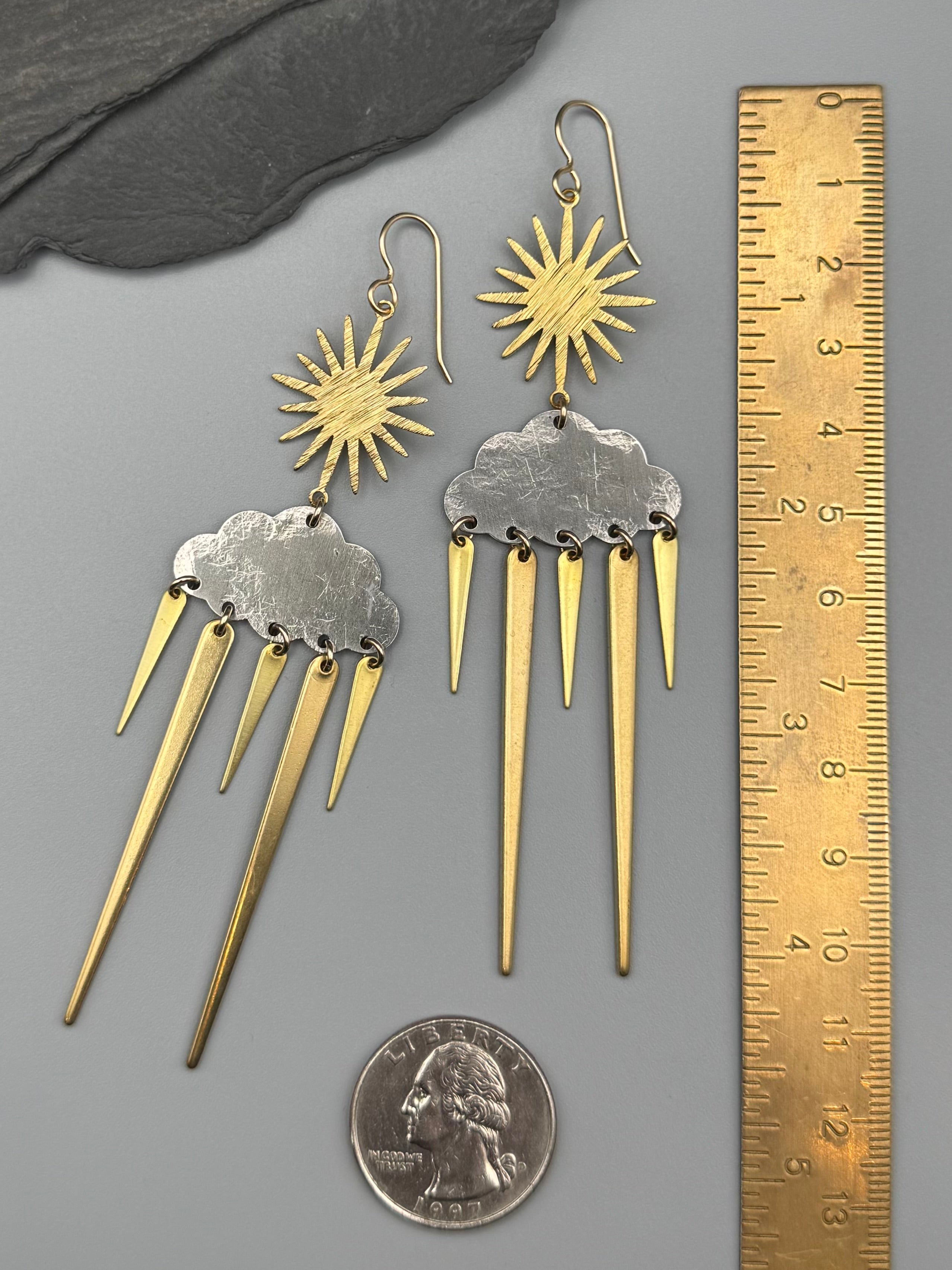 •SUN STORM• mixed metal dangle earrings
