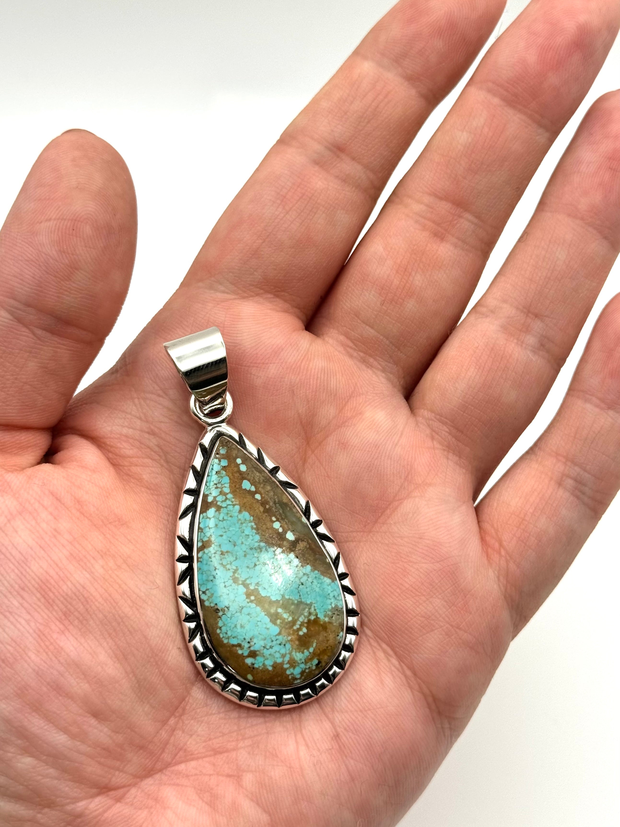 •#8 NEVADA TURQUOISE - 1• Navajo silver pendant