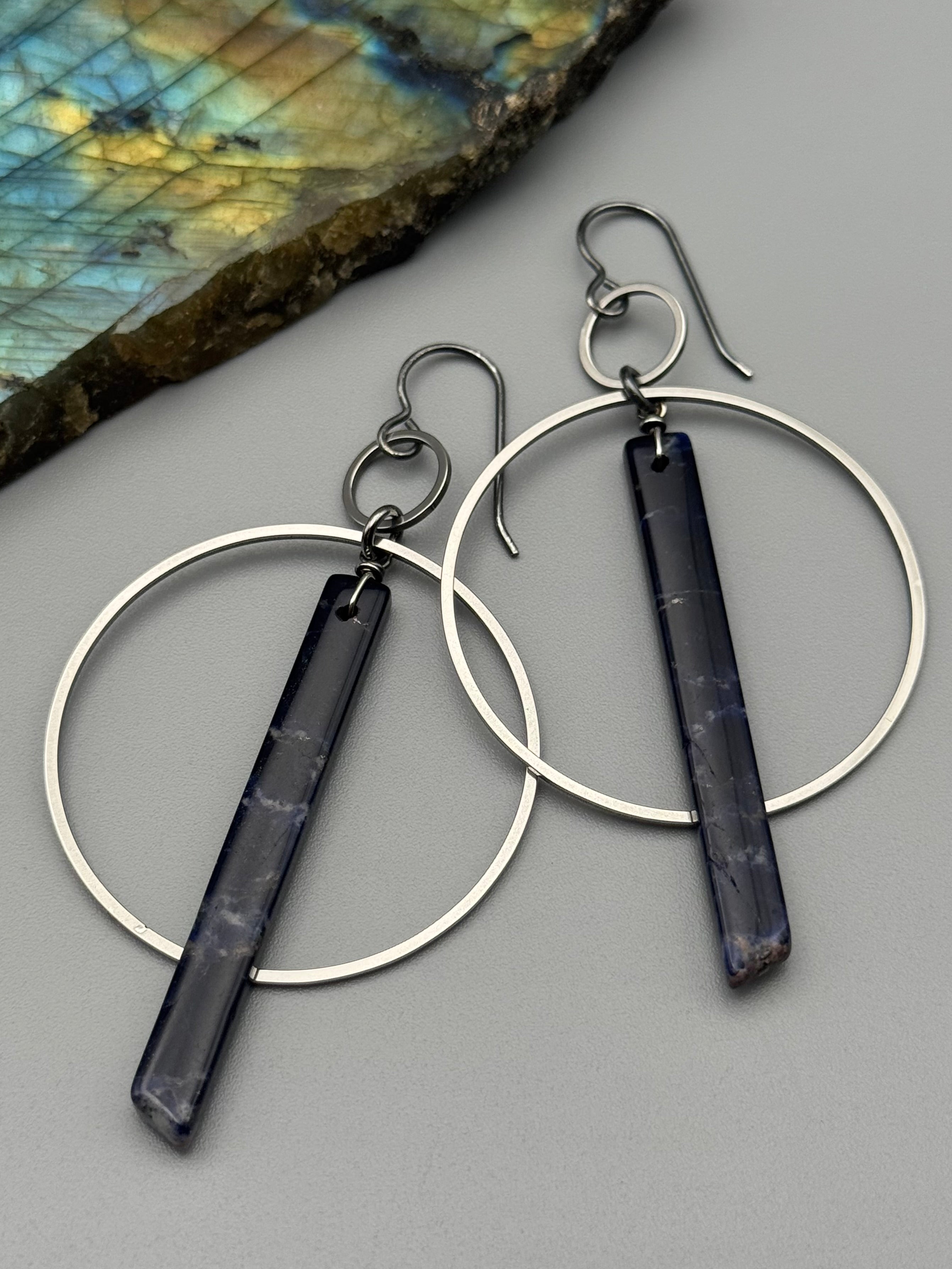 •EQUA-LUNA• sodalite + silver earrings