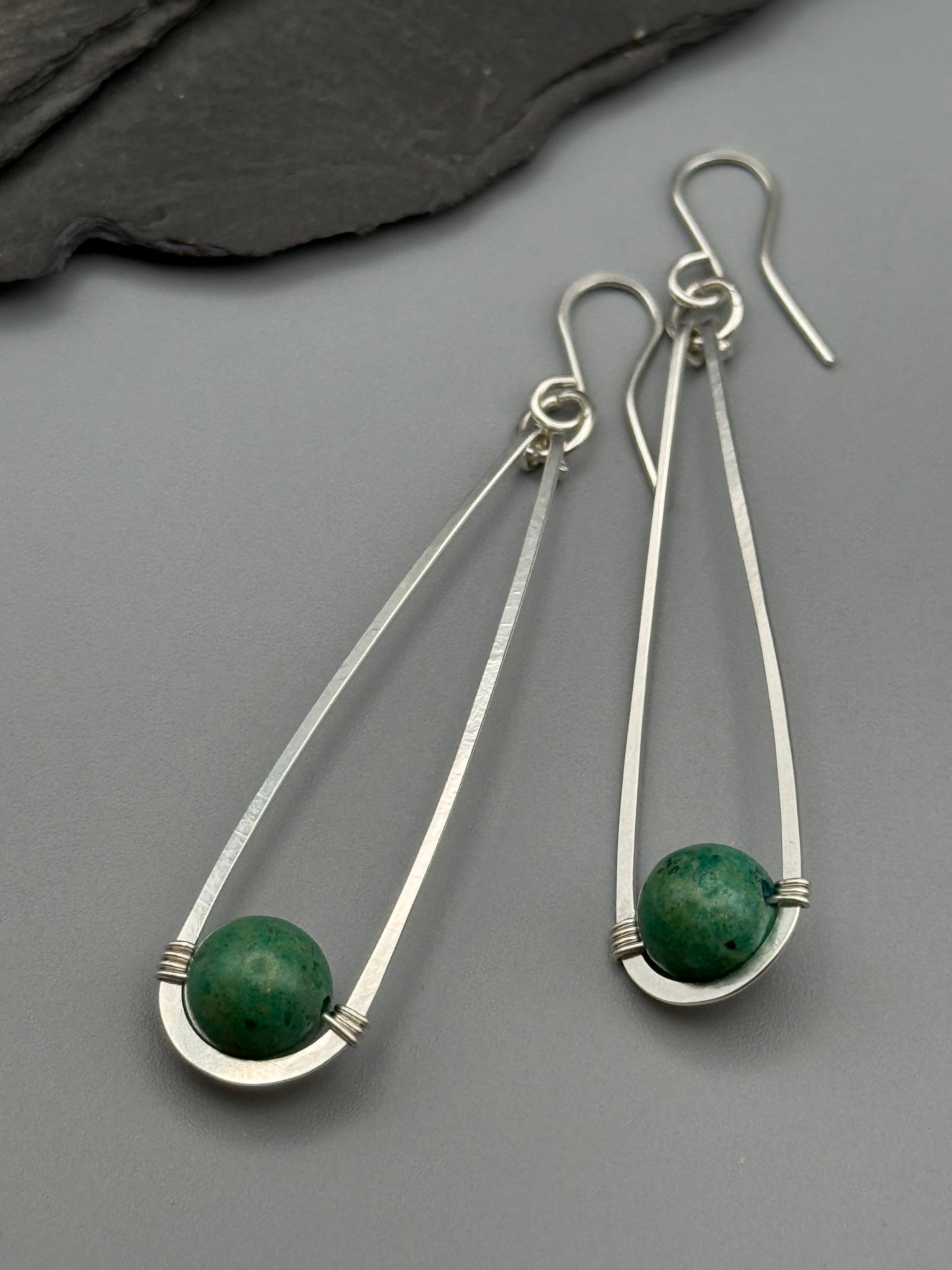 •PENDULUM• turquoise + silver dangle earrings