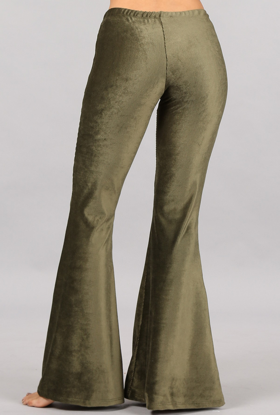 •HENDRIX - OLIVE• velvety corduroy bell bottoms