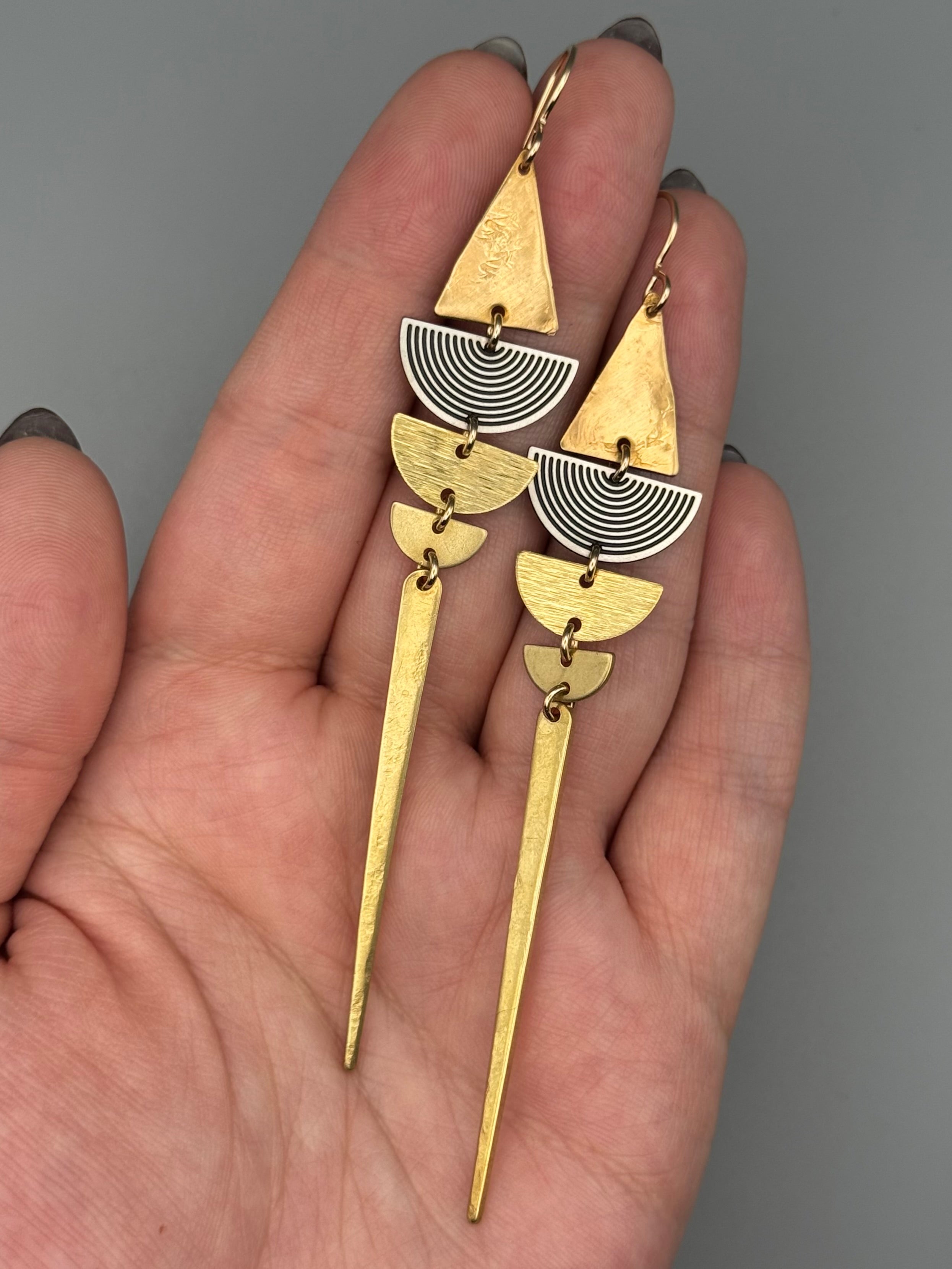 •SHAPE SHIFTER• mixed metal dangle earrings