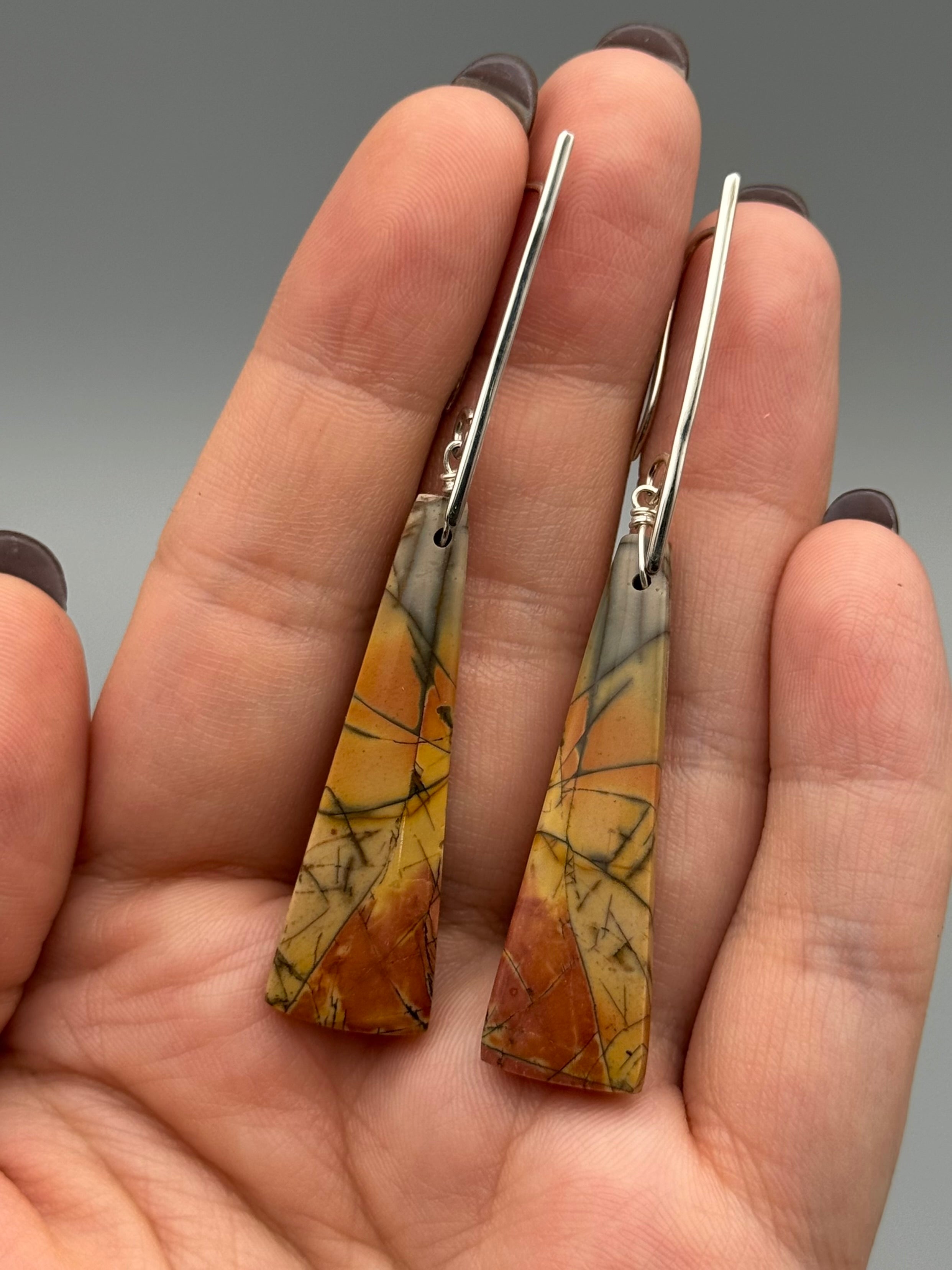 •STICKS & STONES• red creek jasper + silver earrings