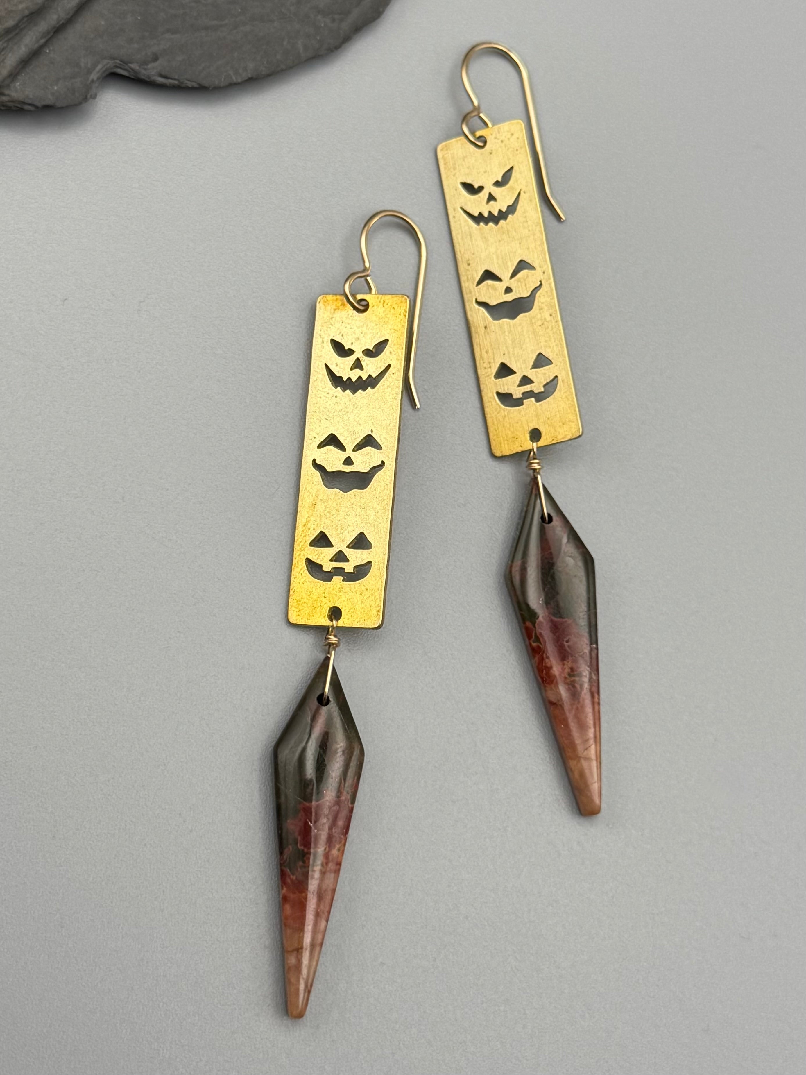 •PUMPKIN KING• jasper + gold dangle earrings