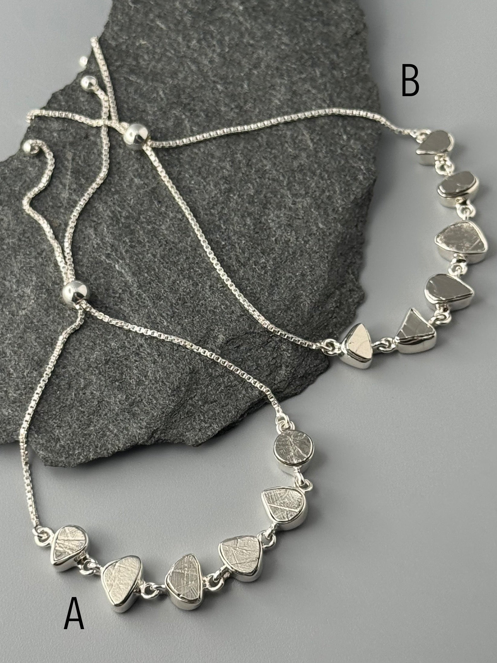 •METEORITE - GEO MIX• silver bolo bracelet (adj up to 9")