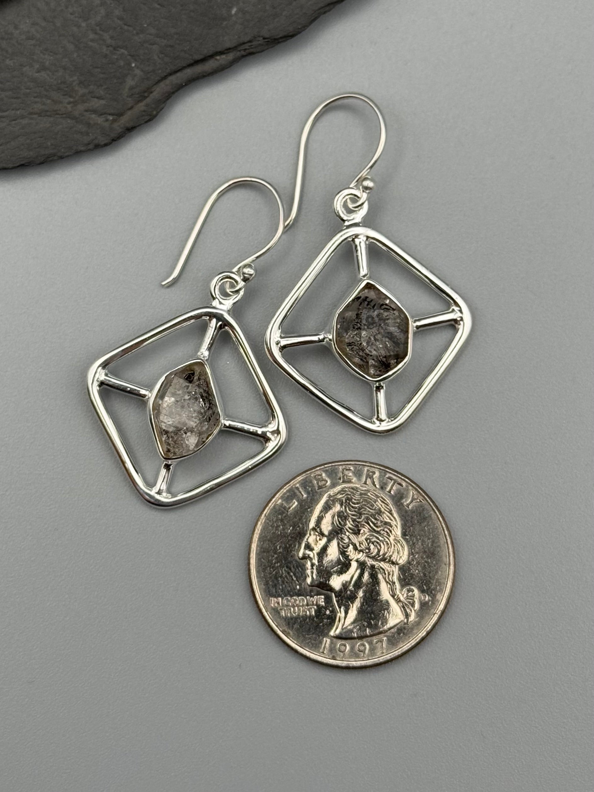 •SOFT DIAMOND• herkimer diamond + silver dangle earrings