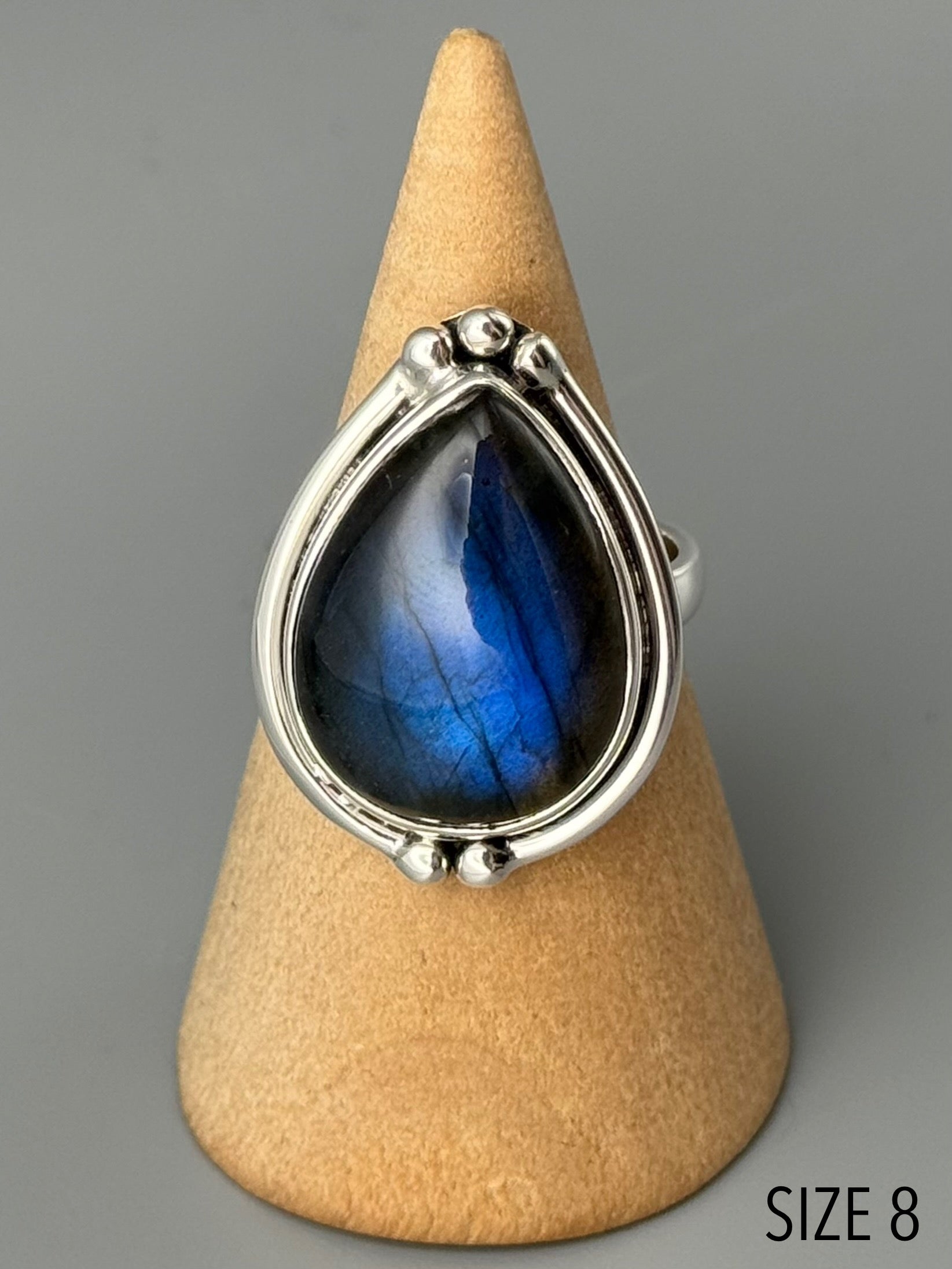 •LABRADORITE - LOOKING GLASS• double bezel silver ring (various sizes)