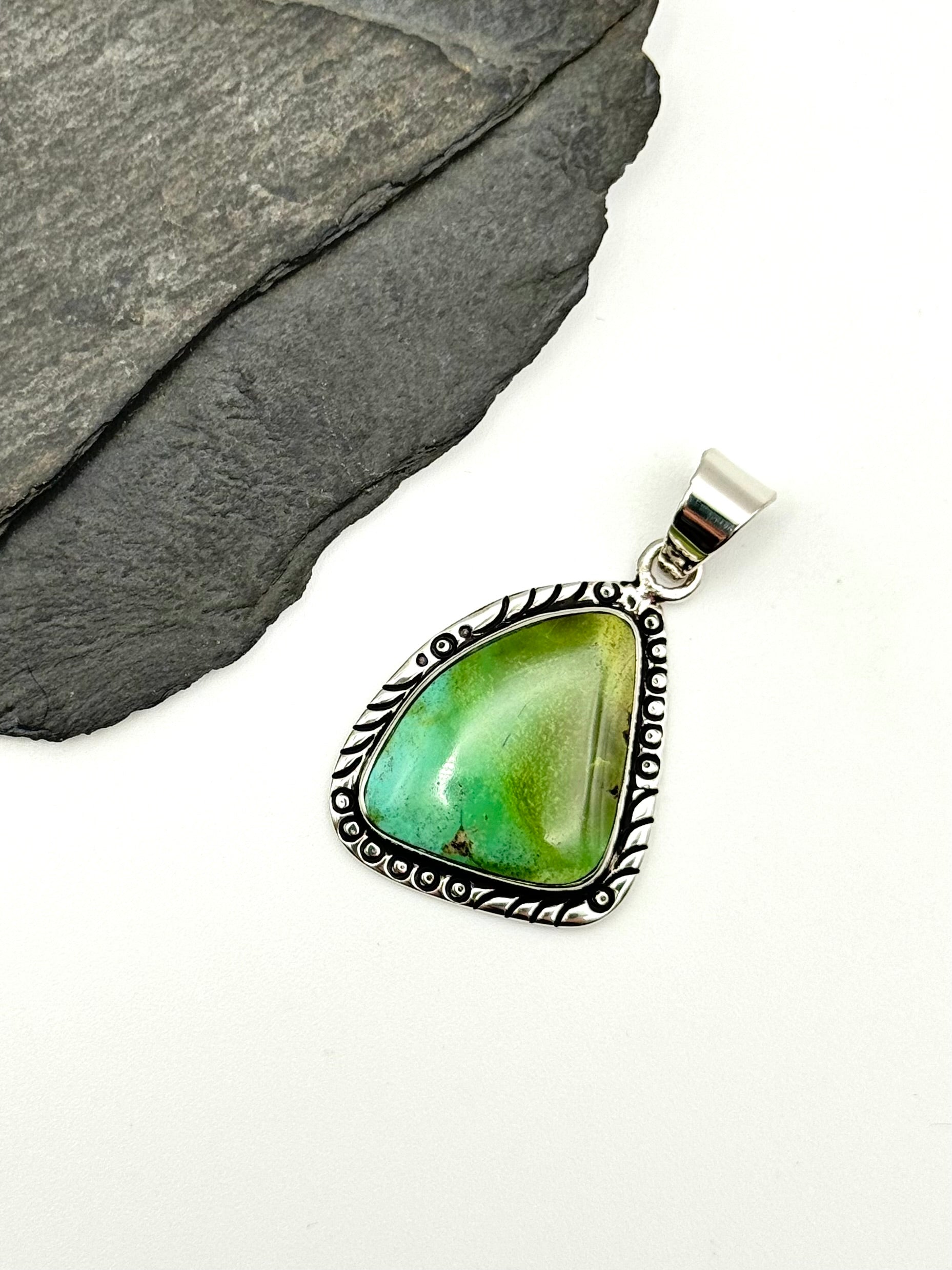 •SONORAN GOLD TURQUOISE - 2• Navajo silver pendant