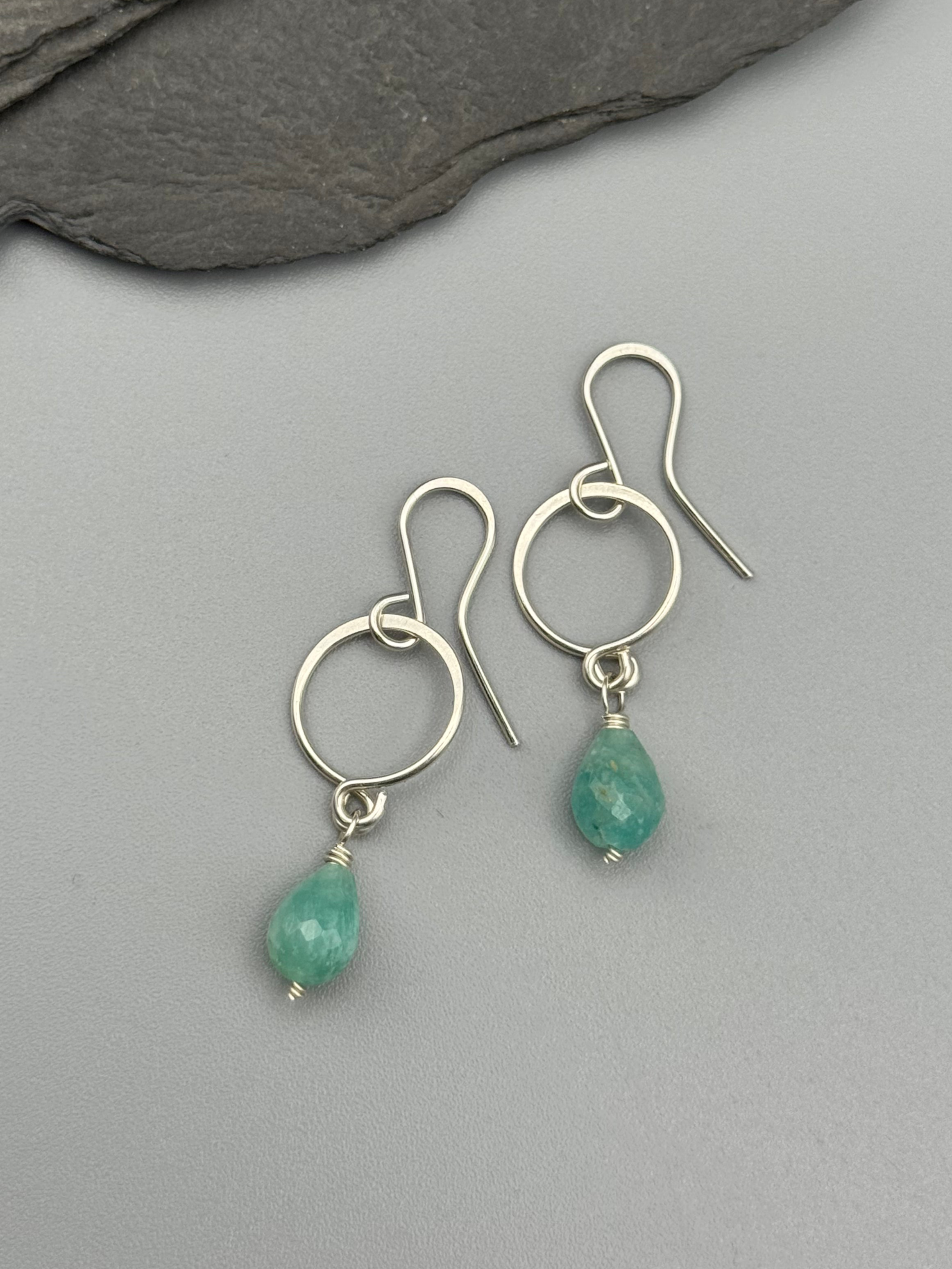 •DROPLET• amazonite + silver dangle earrings