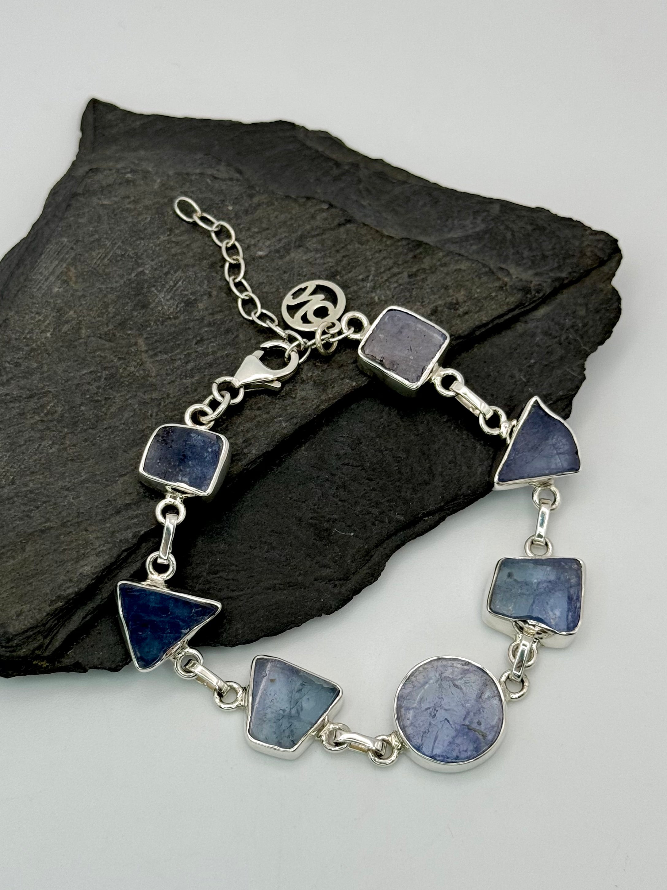 •TANZANITE• multi-stone + silver bracelet (7"-8")