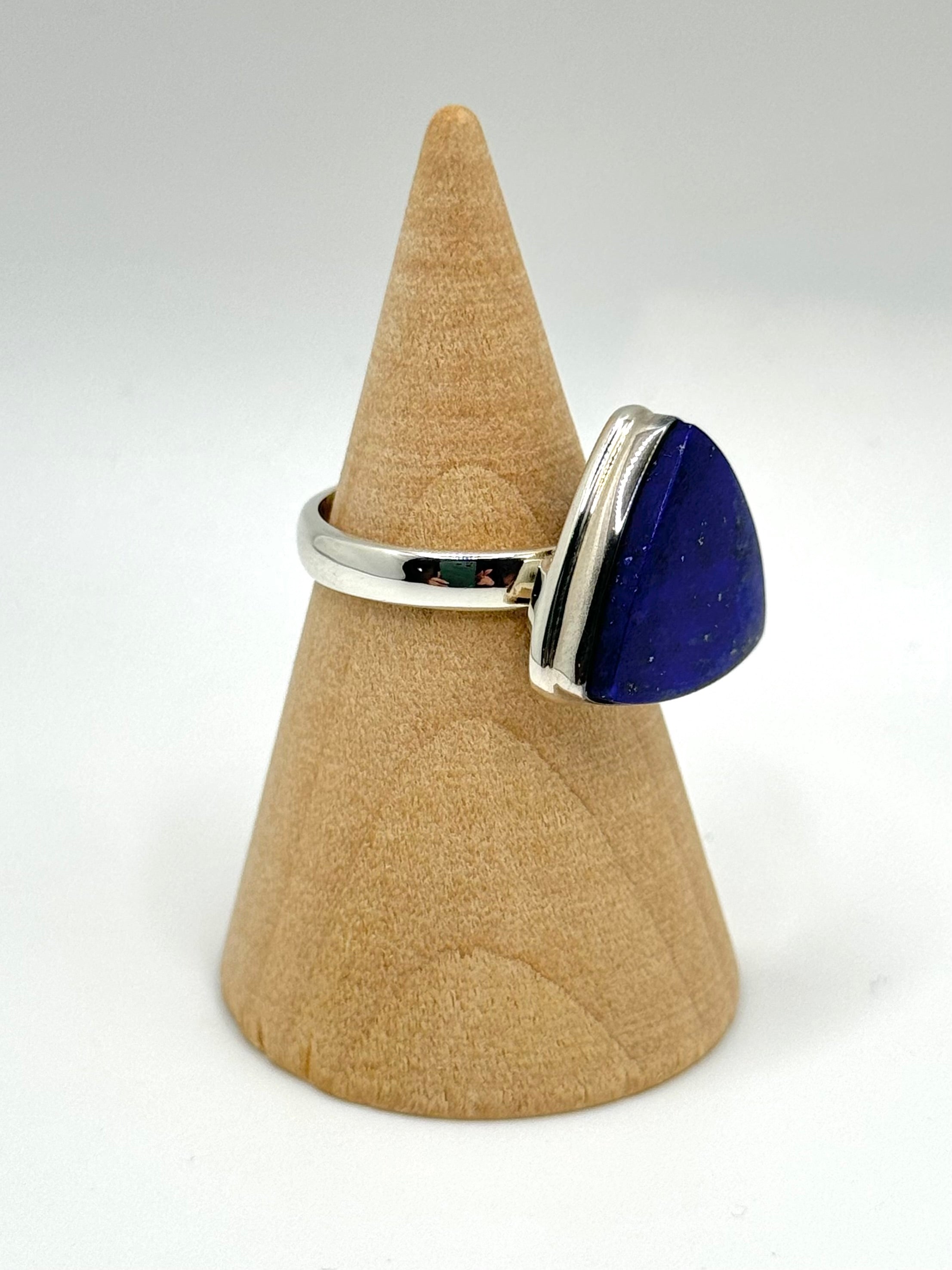 •LAPIS - LARGE ROUNDED TRIANGLE• silver ring (size 6.75)