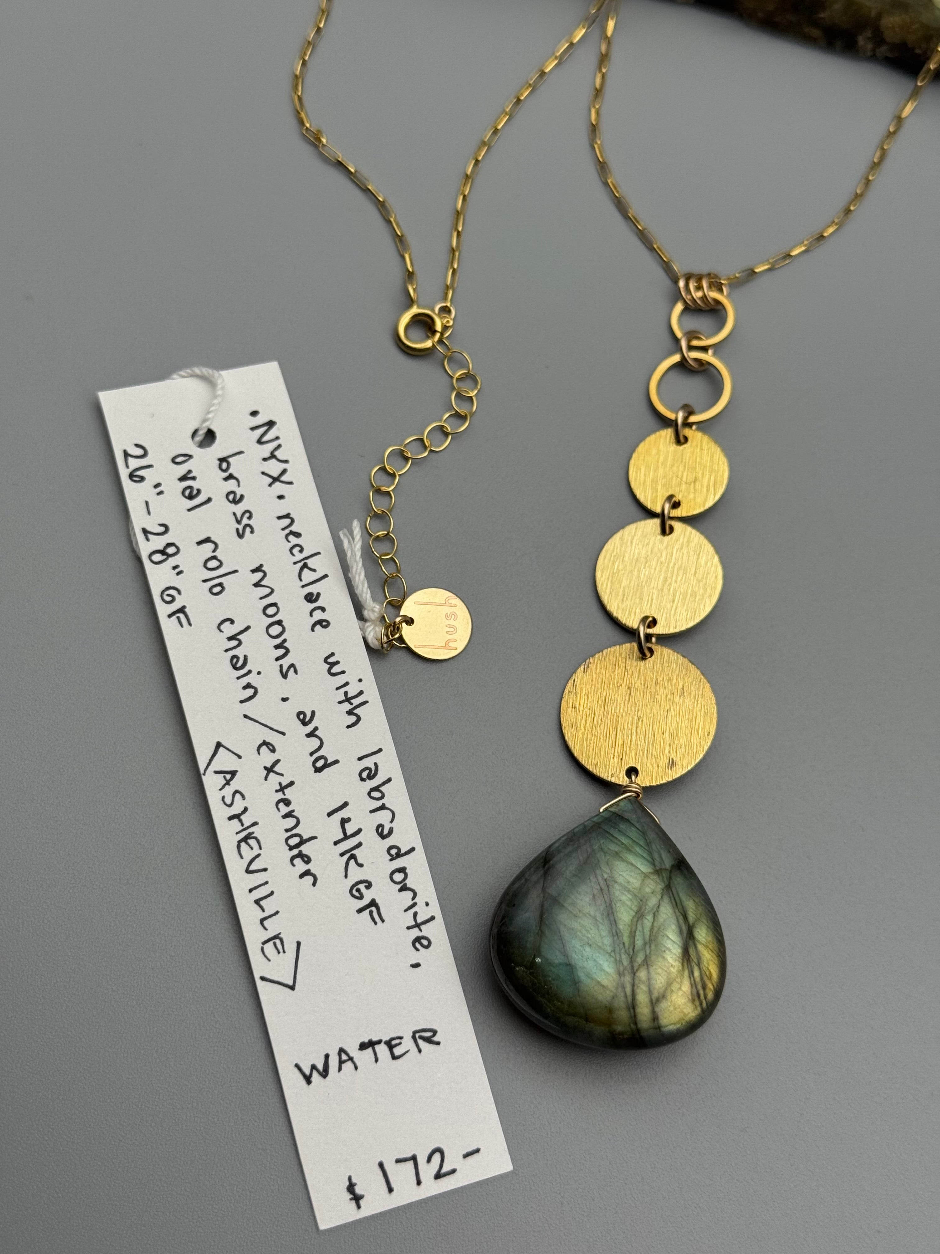 •NYX• labradorite + gold necklace (26"-28" long)