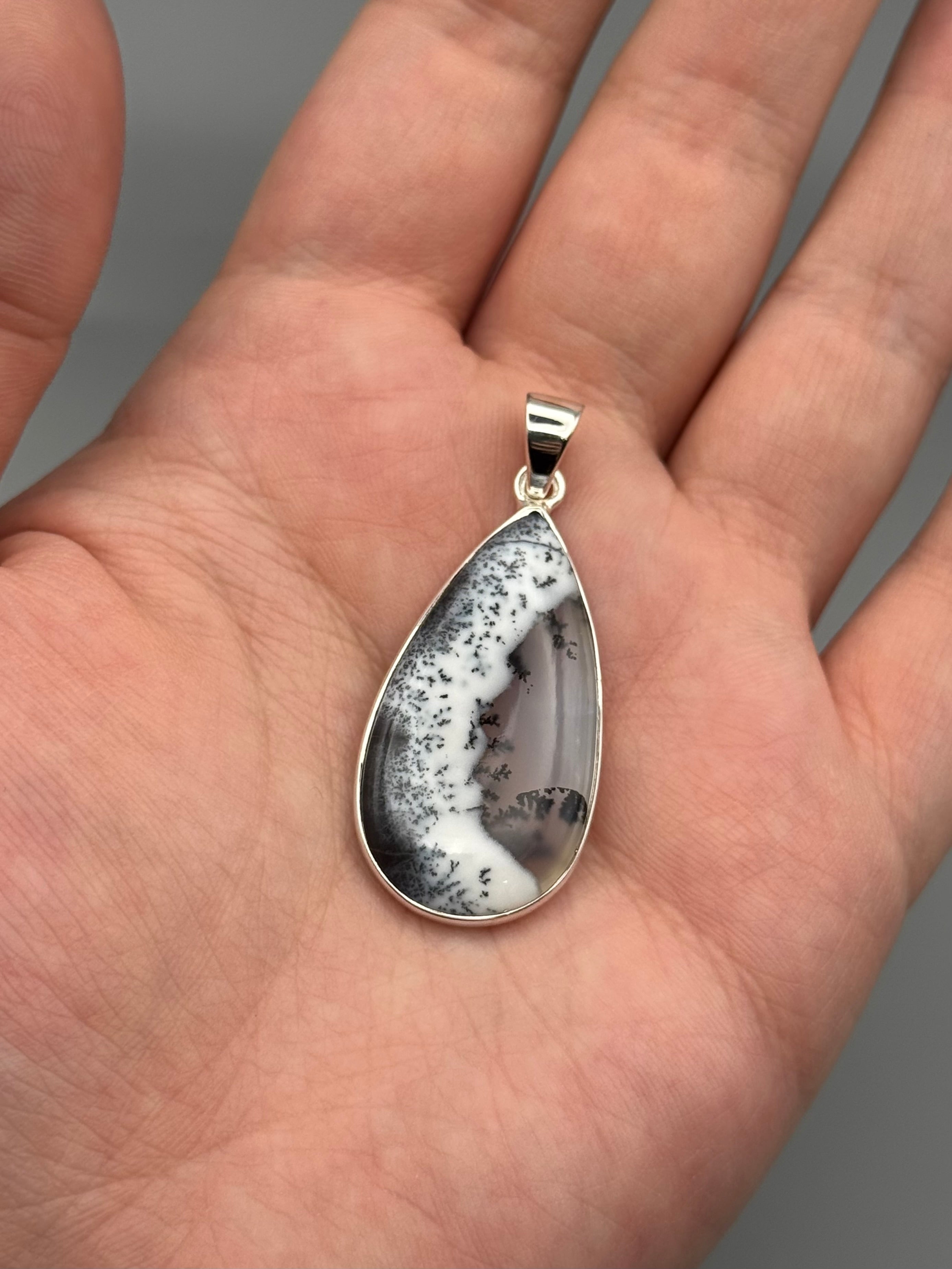 •DENDRITIC OPAL - TEAR 1• sterling silver pendant