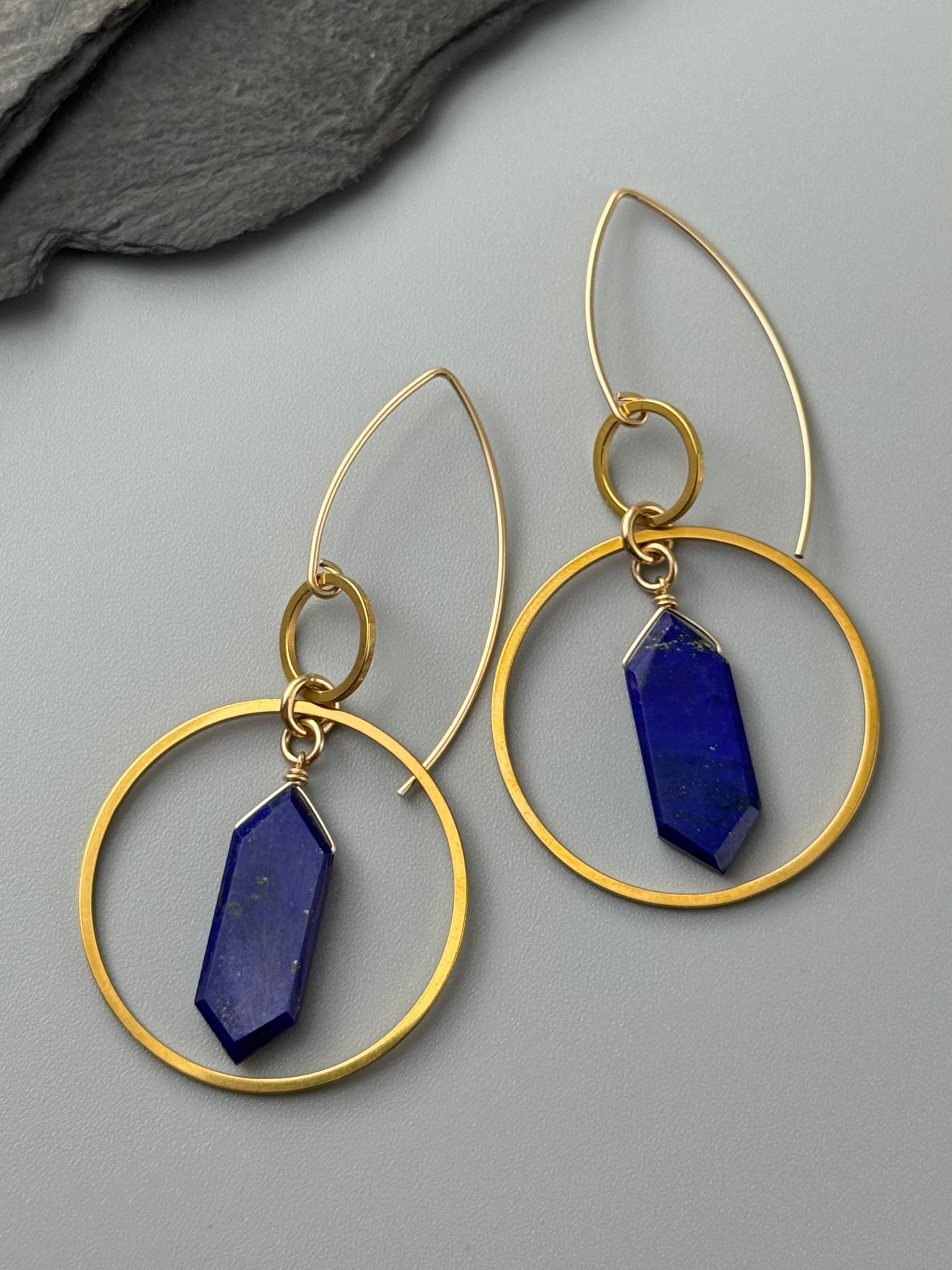 •EQUA-LUNA• lapis lazuli + gold earrings