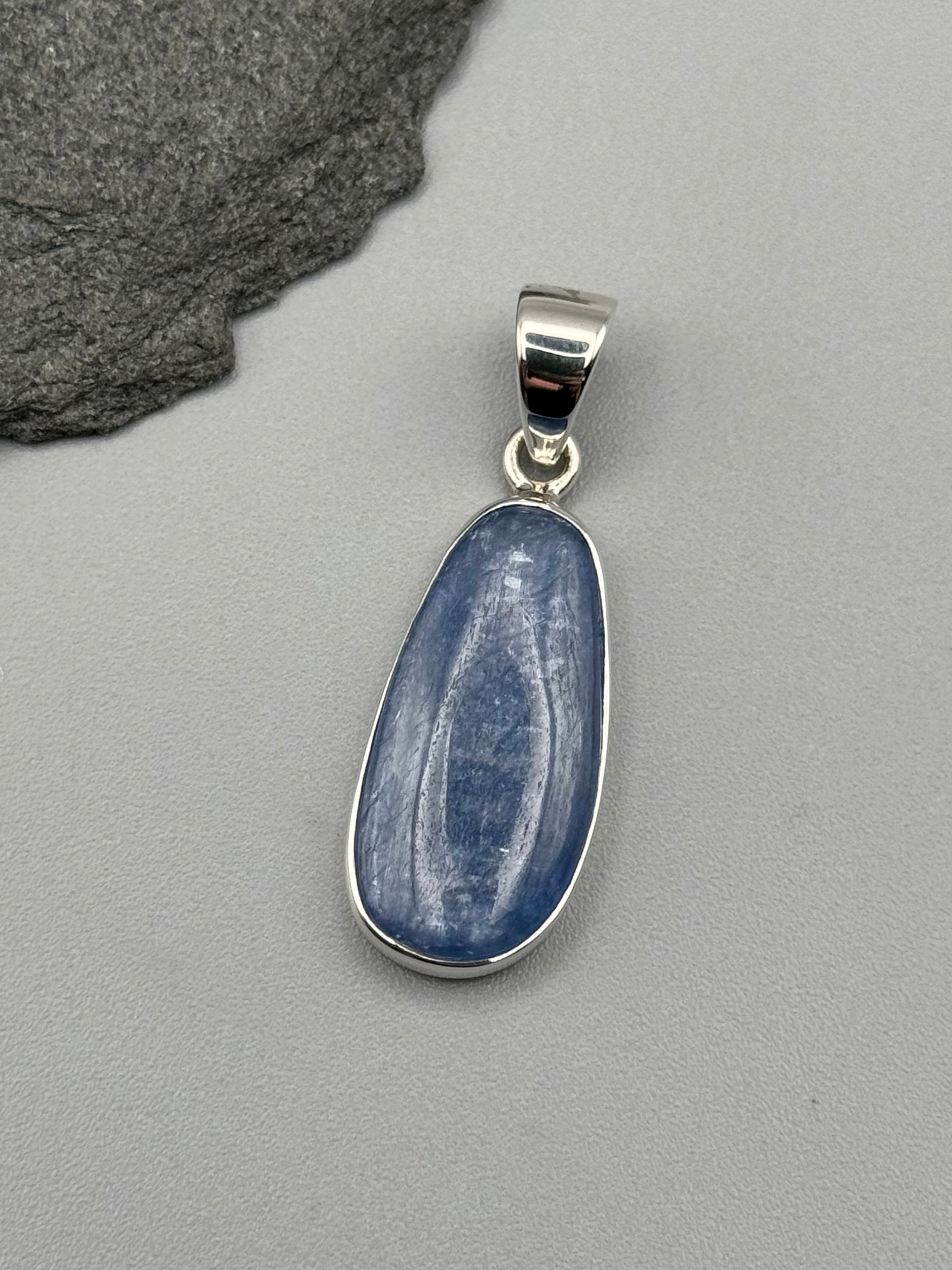 •KYANITE - ELONGATED OVAL• sterling silver pendant