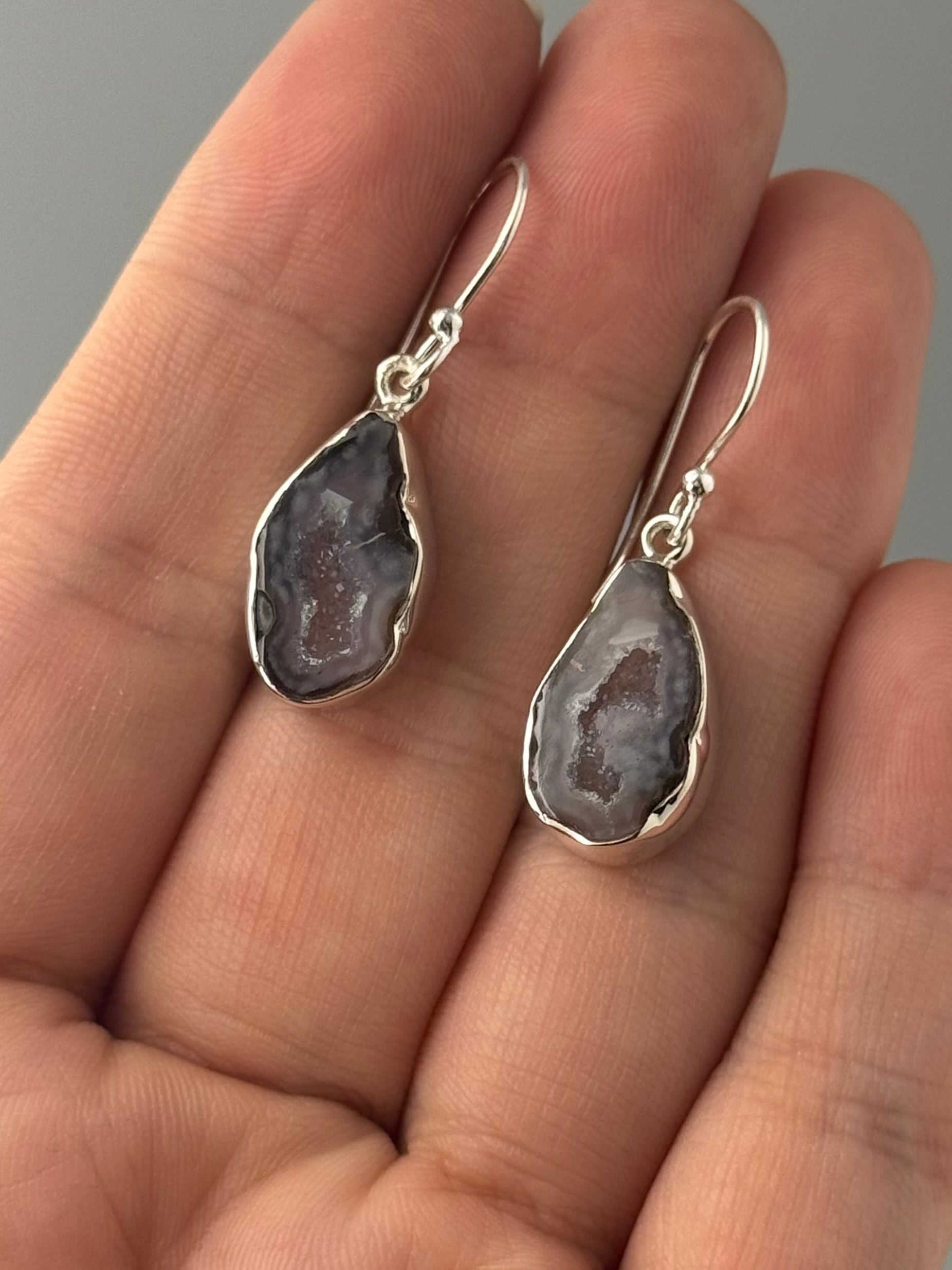 •COCONUT DRUZY - FREEFORM• silver dangle earrings