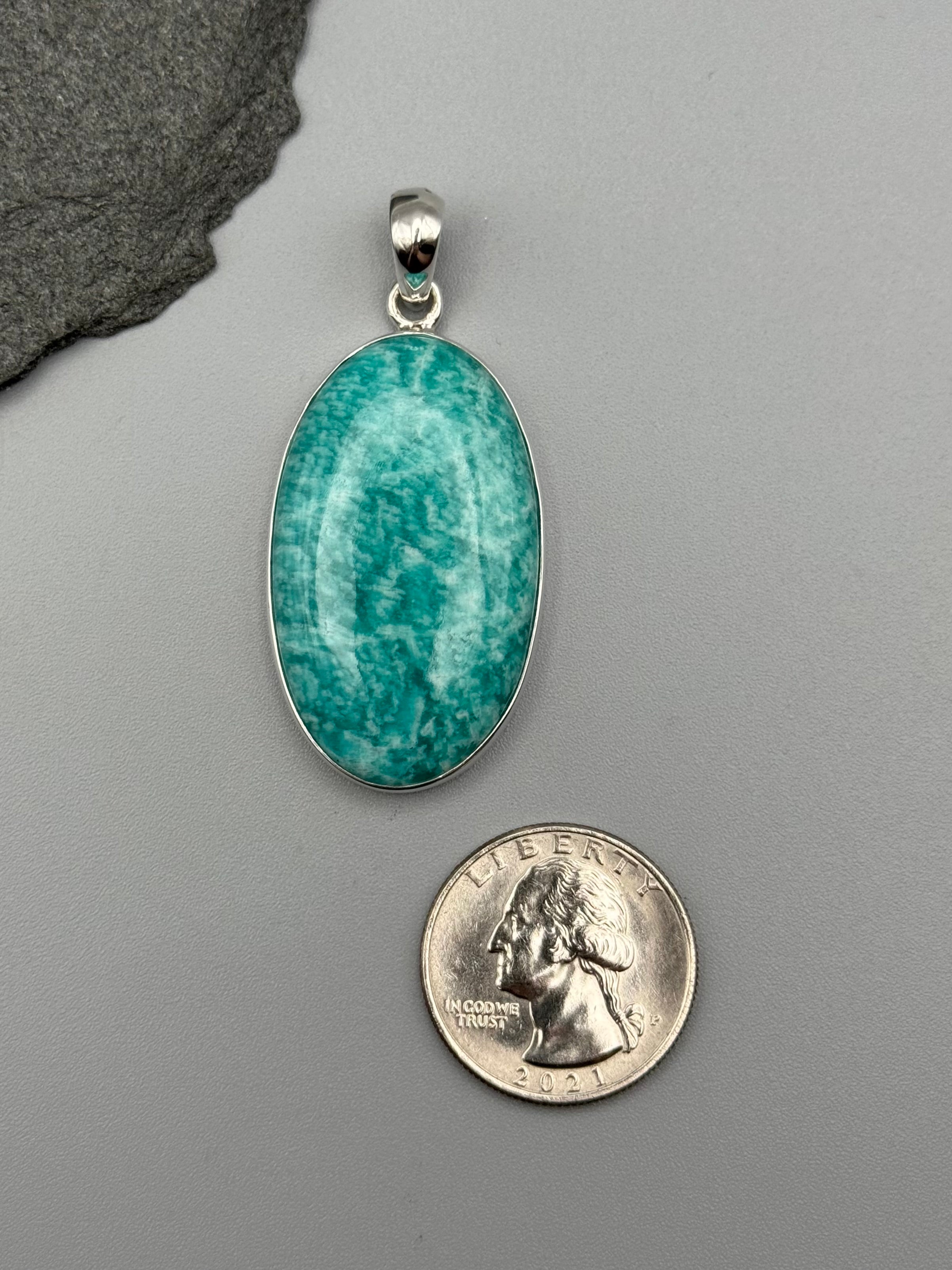 •AMAZONITE - OVAL 2• sterling silver pendant
