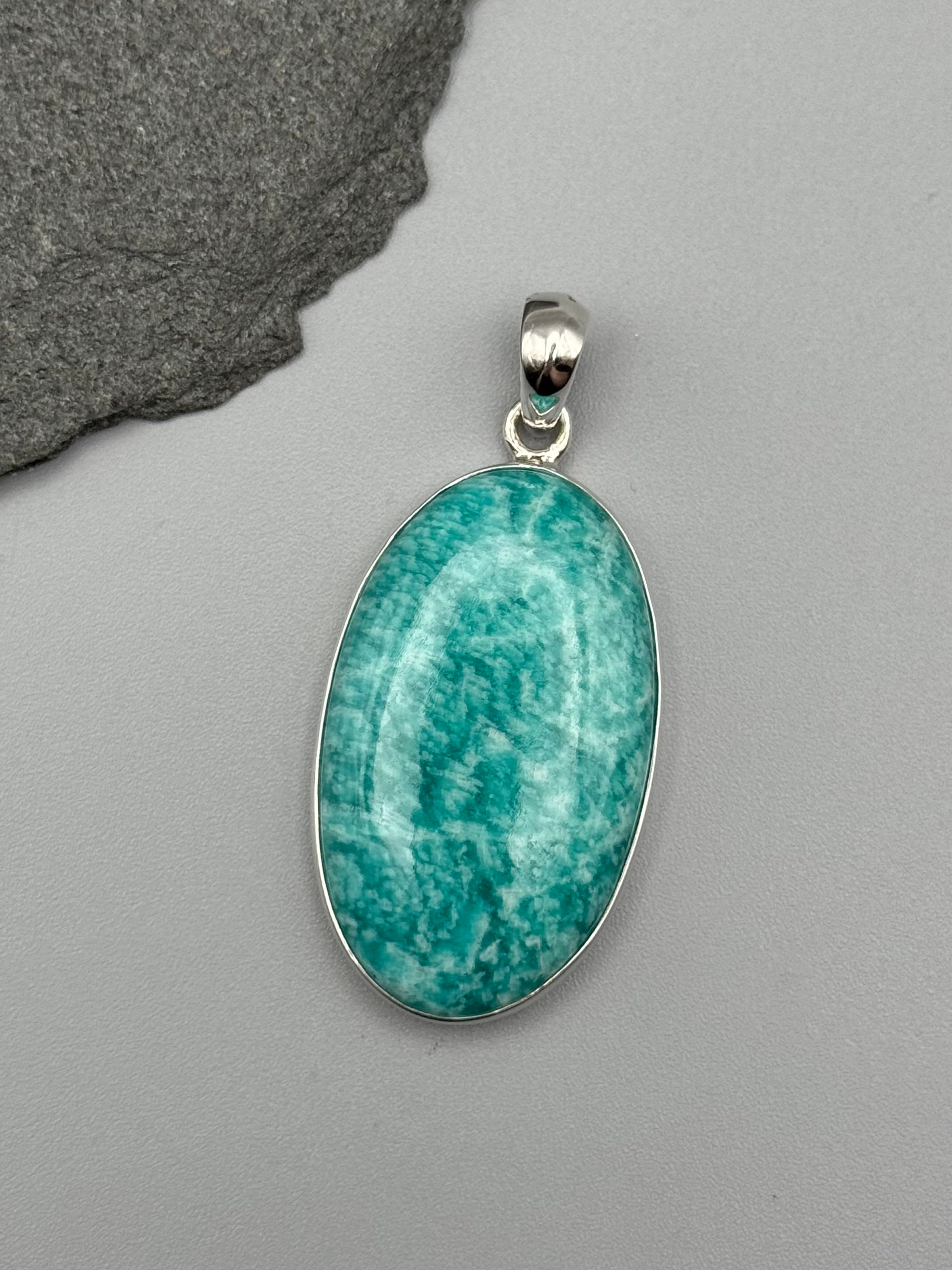 •AMAZONITE - OVAL 2• sterling silver pendant