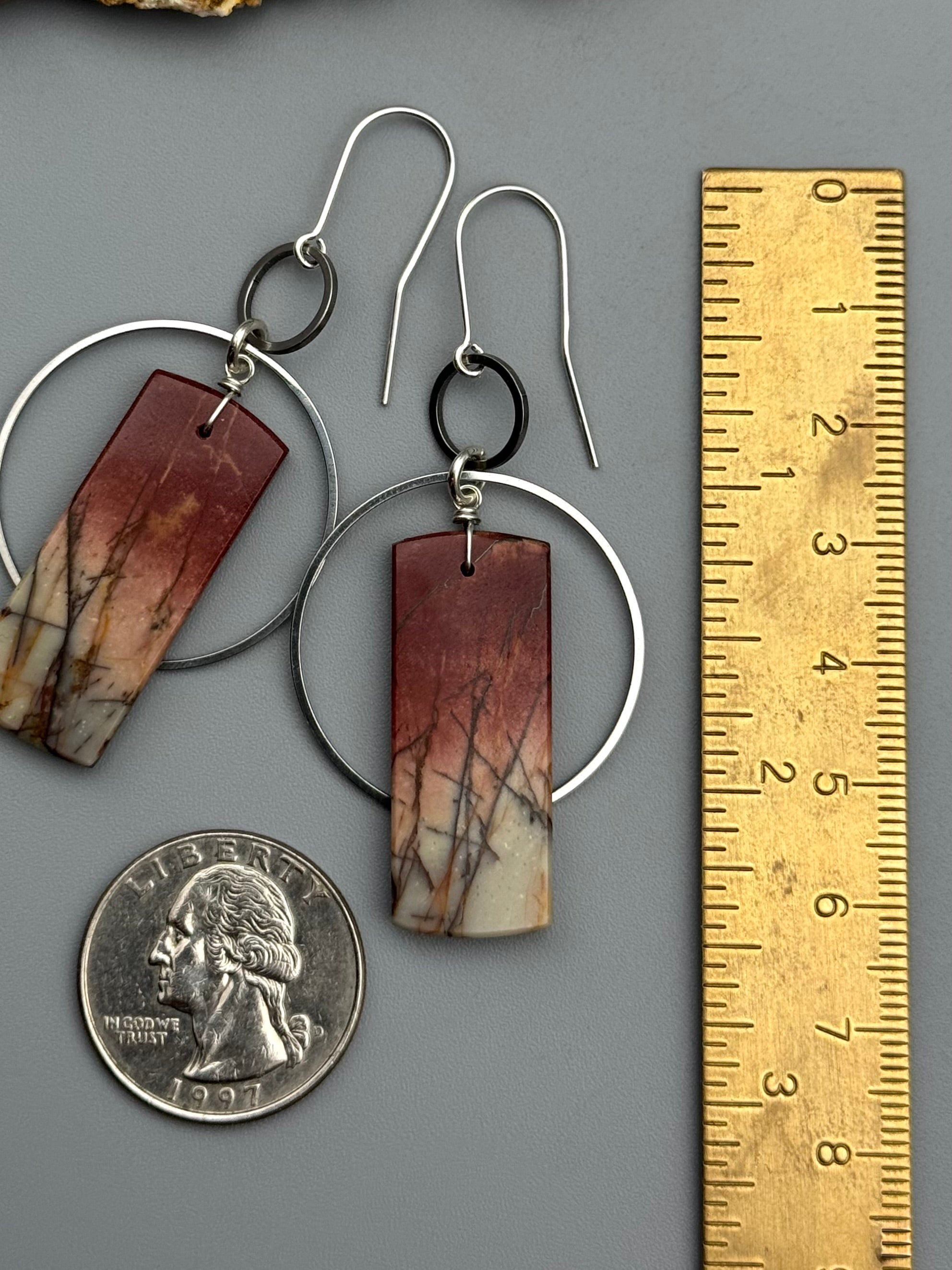 •EQUA-ORBIT• red creek jasper tower + silver earrings