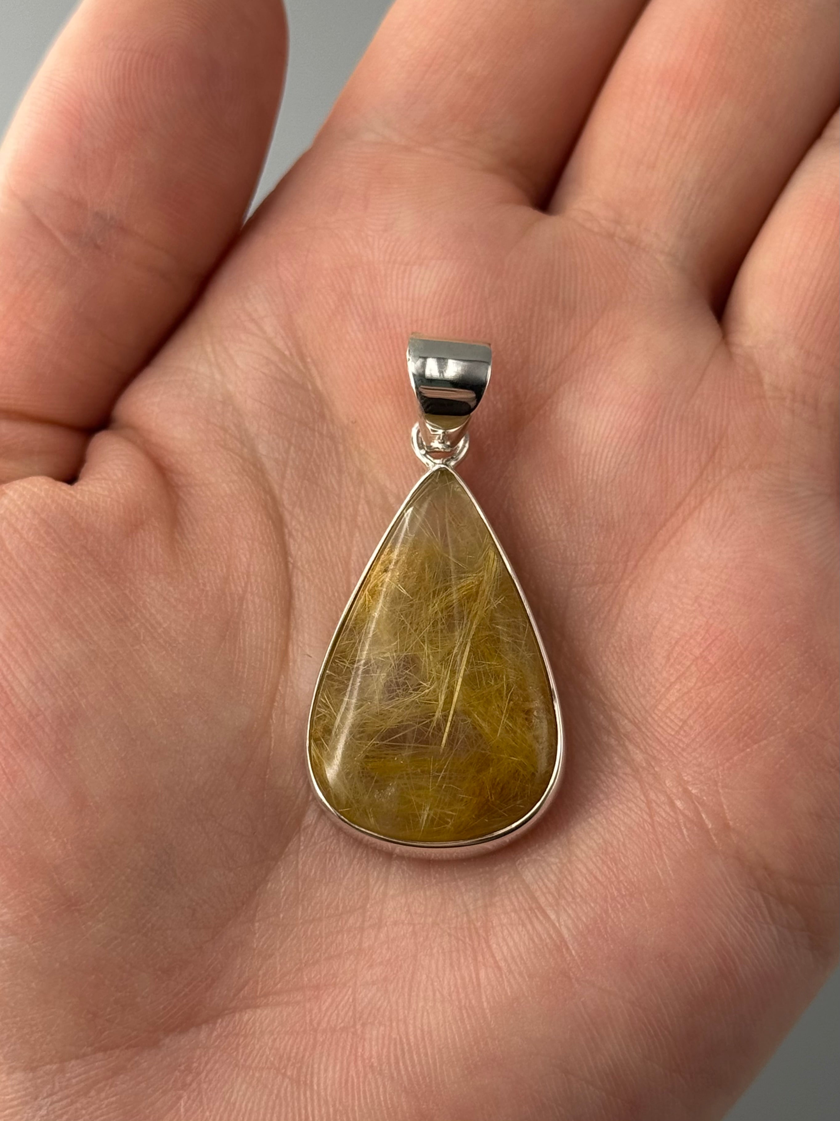 •RUTILATED QUARTZ - MEDIUM TEARDROP• sterling silver pendant