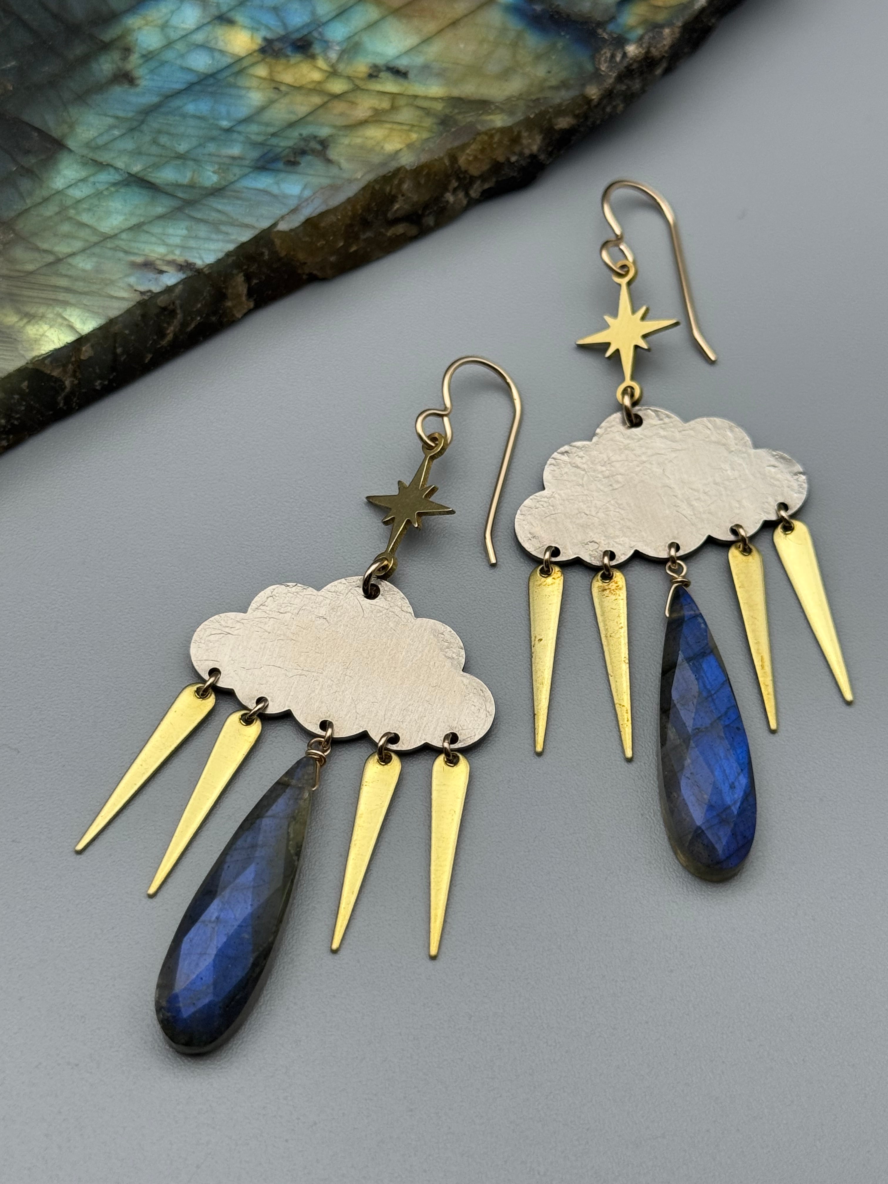 •STORMY• labradorite + mixed metal earrings