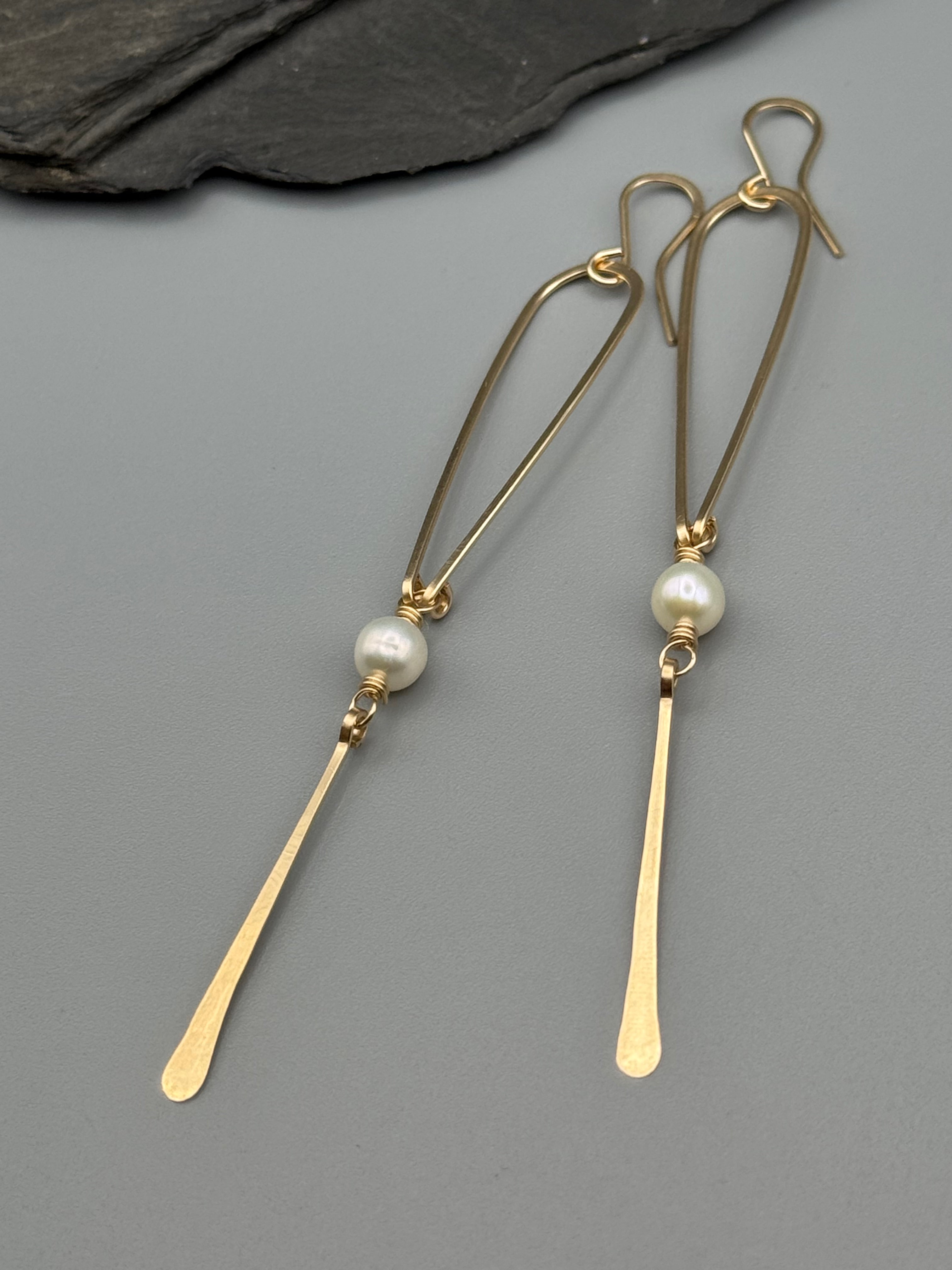 •DRIP• pearl + gold dangle earrings