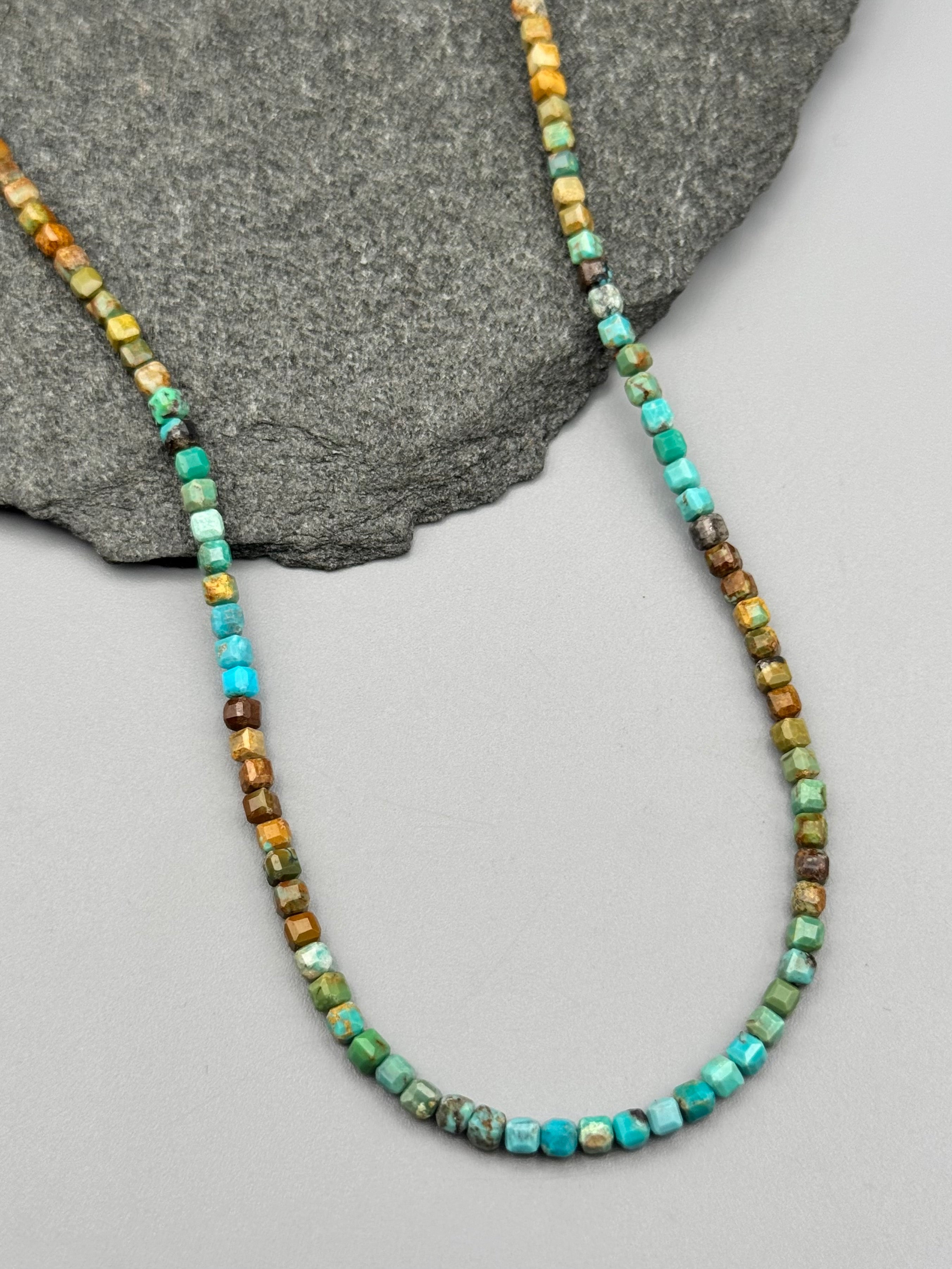 •TURQUOISE - STRAND• silver beaded necklace (16.5" - 17.5" long)
