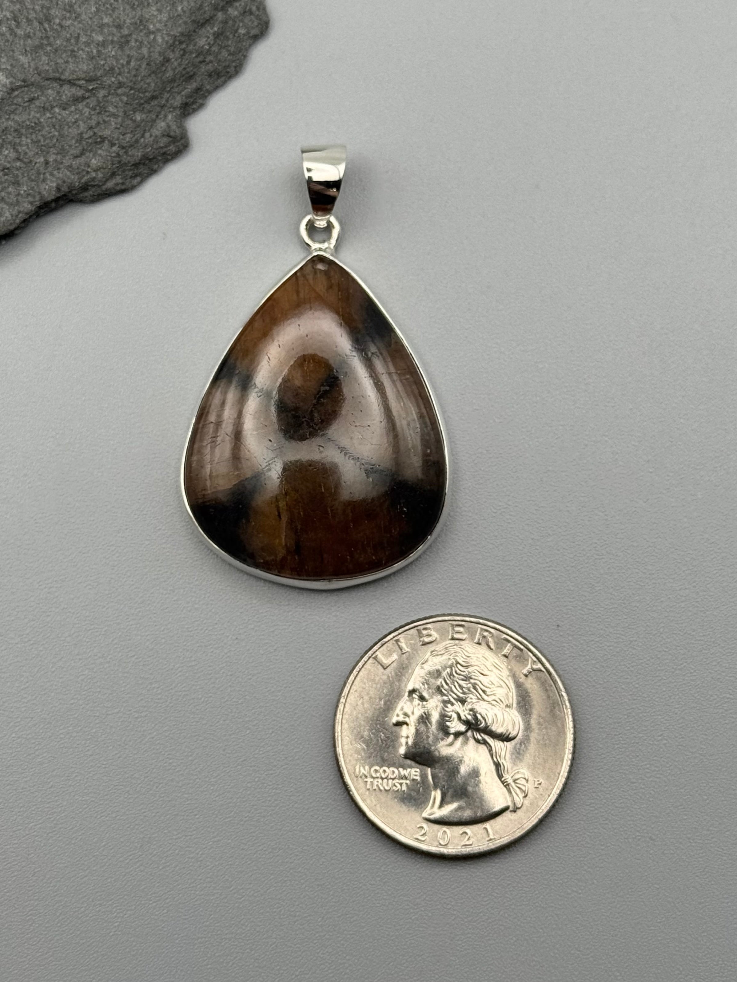 •CHIASTOLITE - TEAR• sterling silver pendant