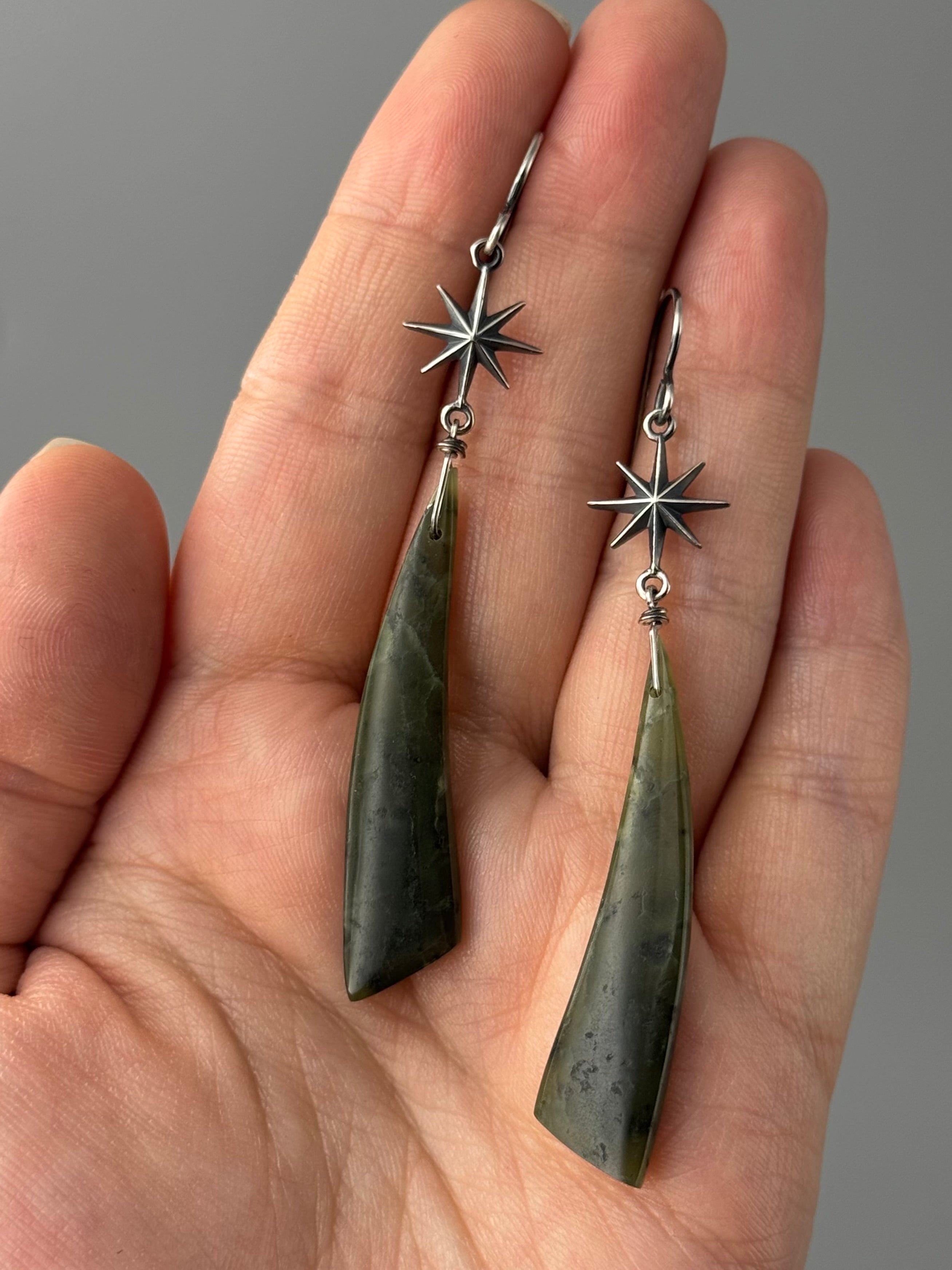 •STAR GAZE• chinese jade + silver earrings