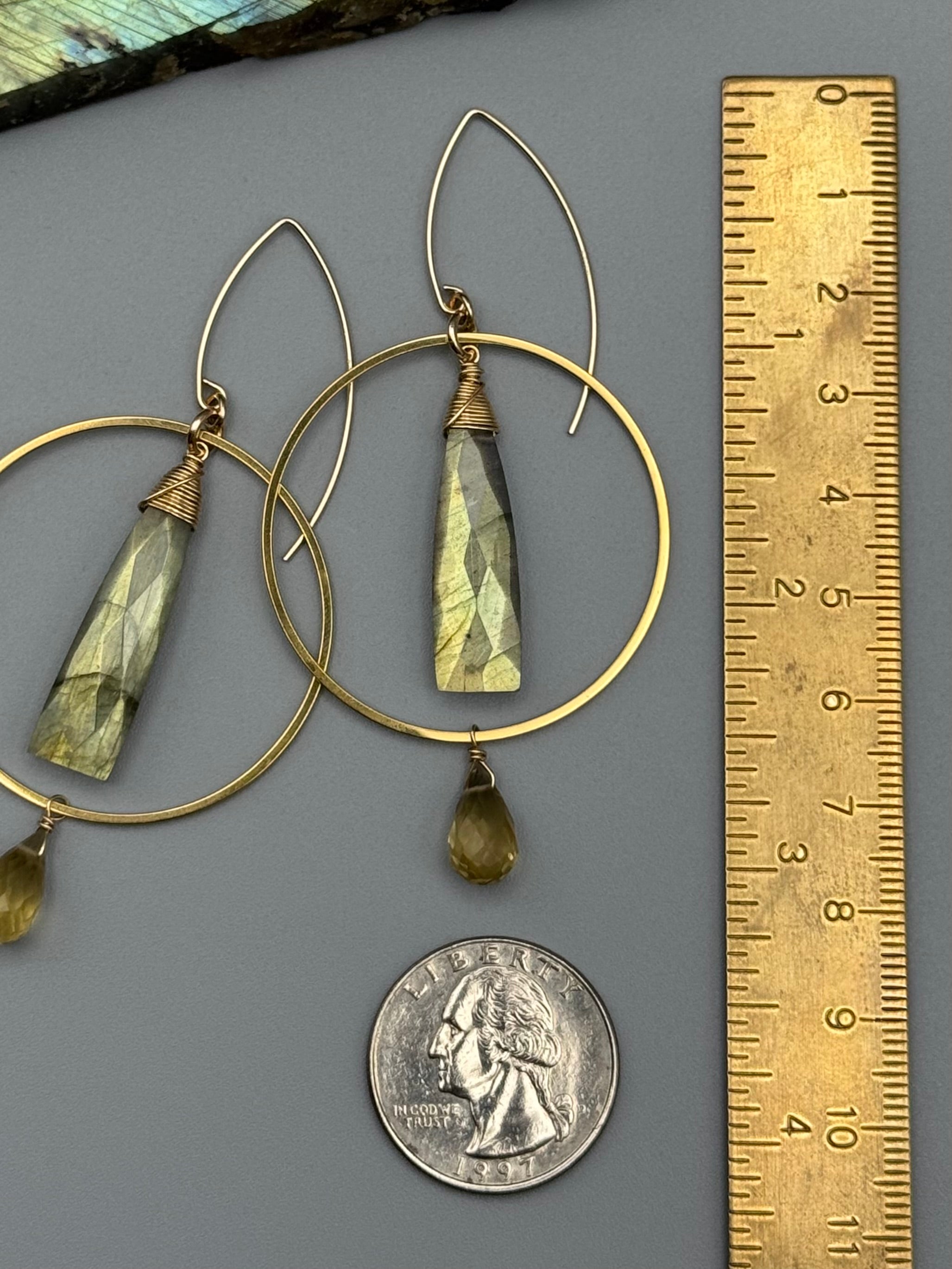•LUNA• labradorite + citrine gold earrings