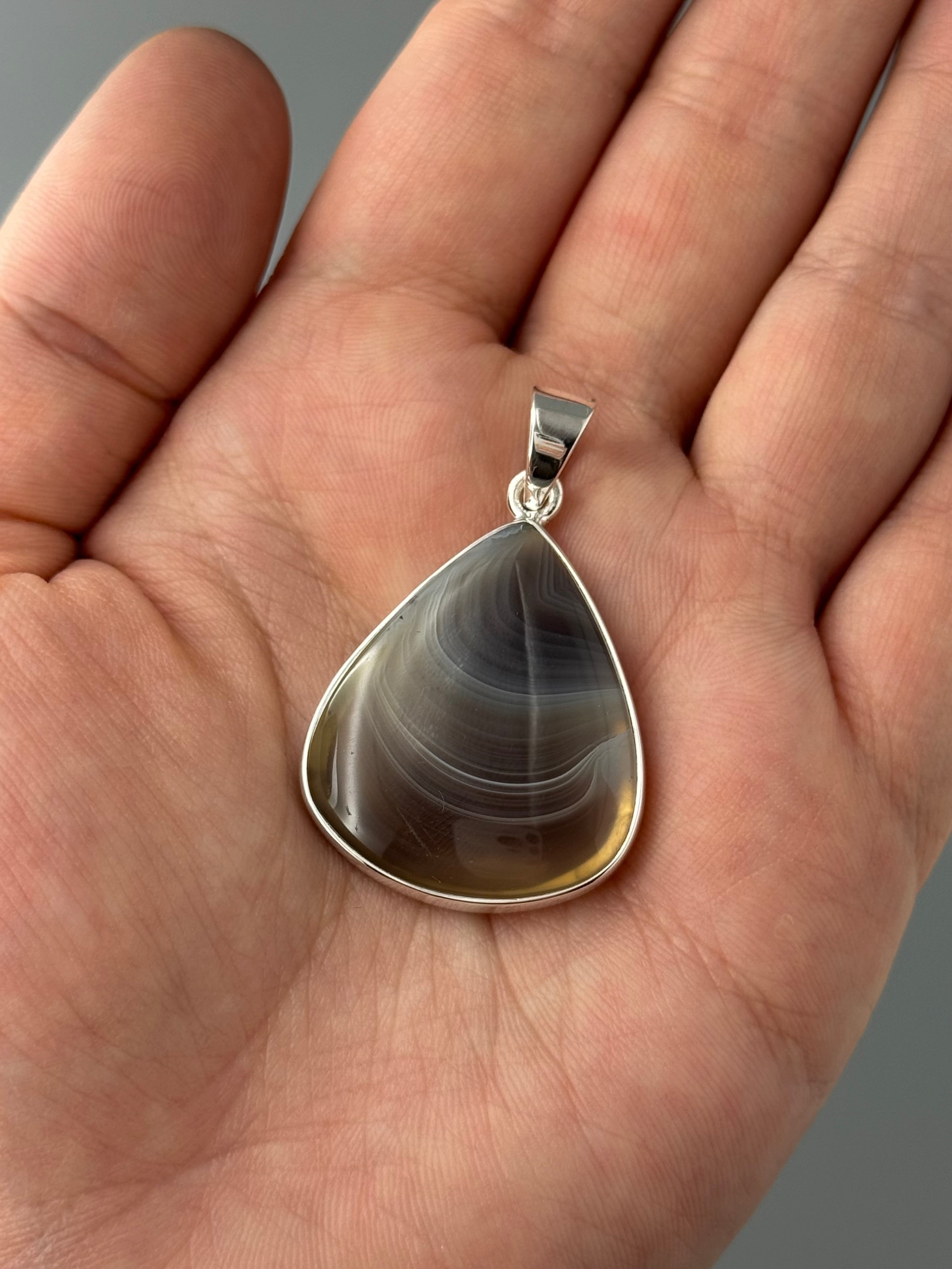•BOTSWANA AGATE - TEARDROP• sterling silver pendant