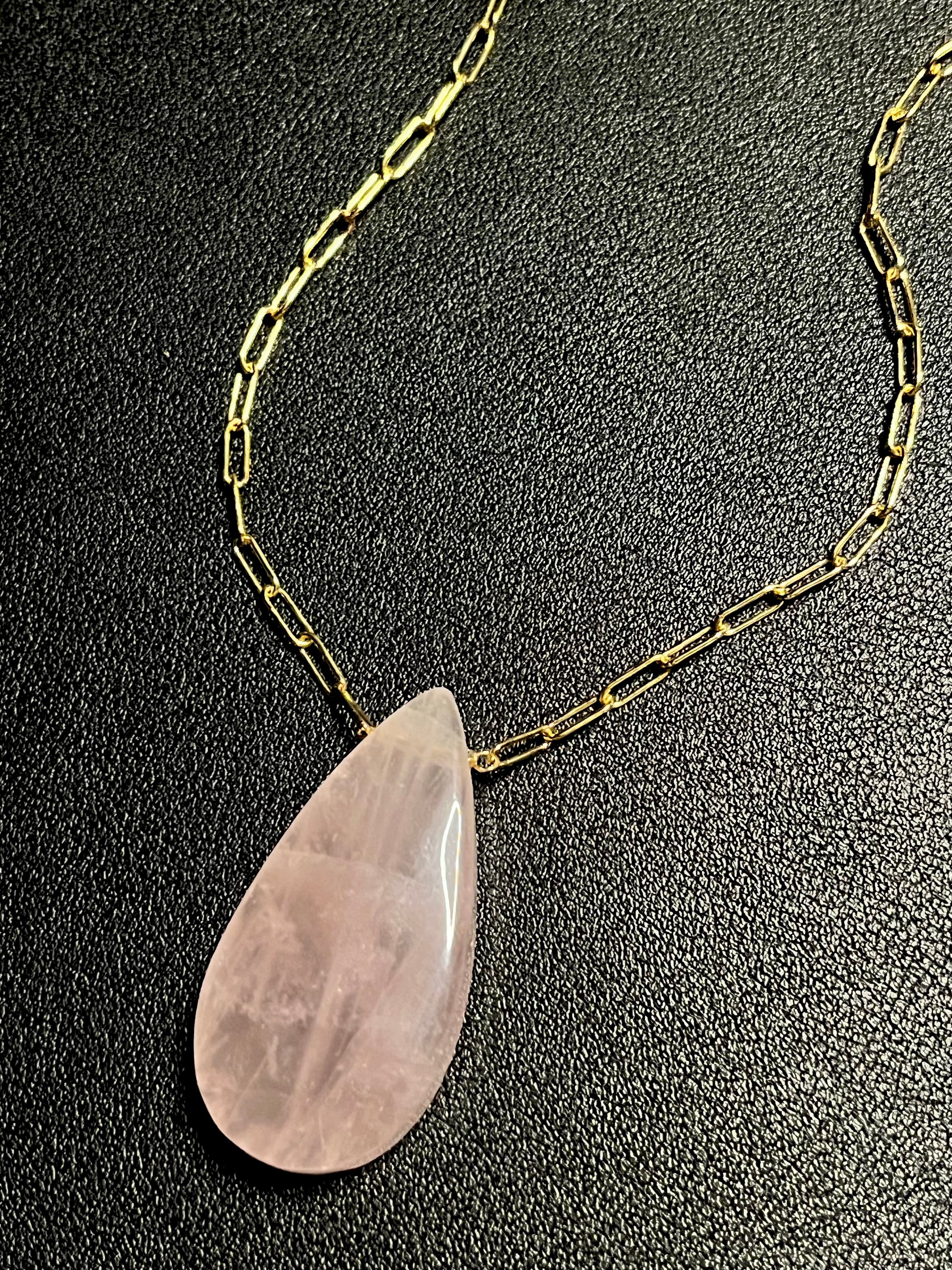 •AEON• rose quartz + gold necklace (18"-20")