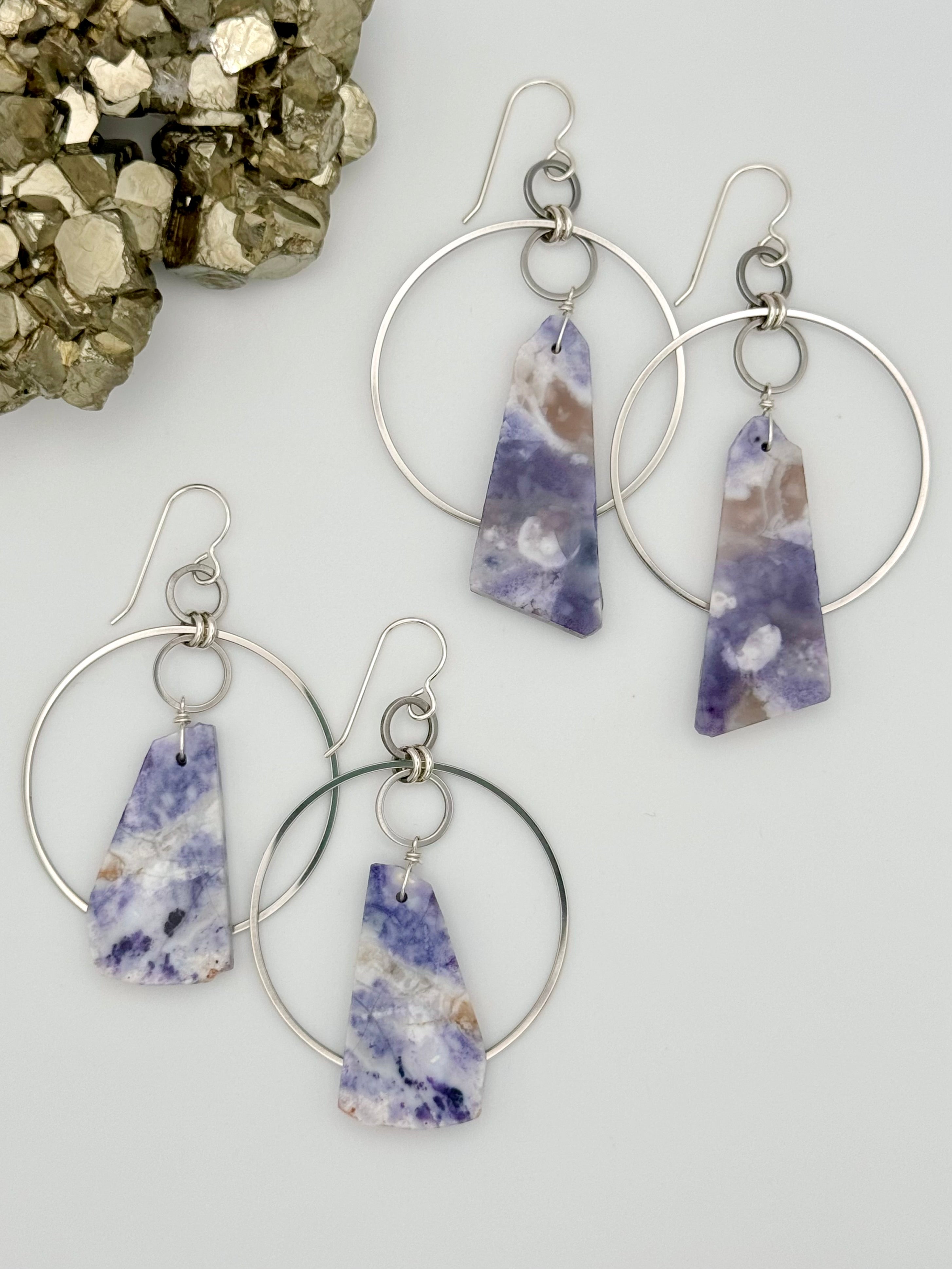 •EQUA-ORBIT• purple opal + silver dangle earrings