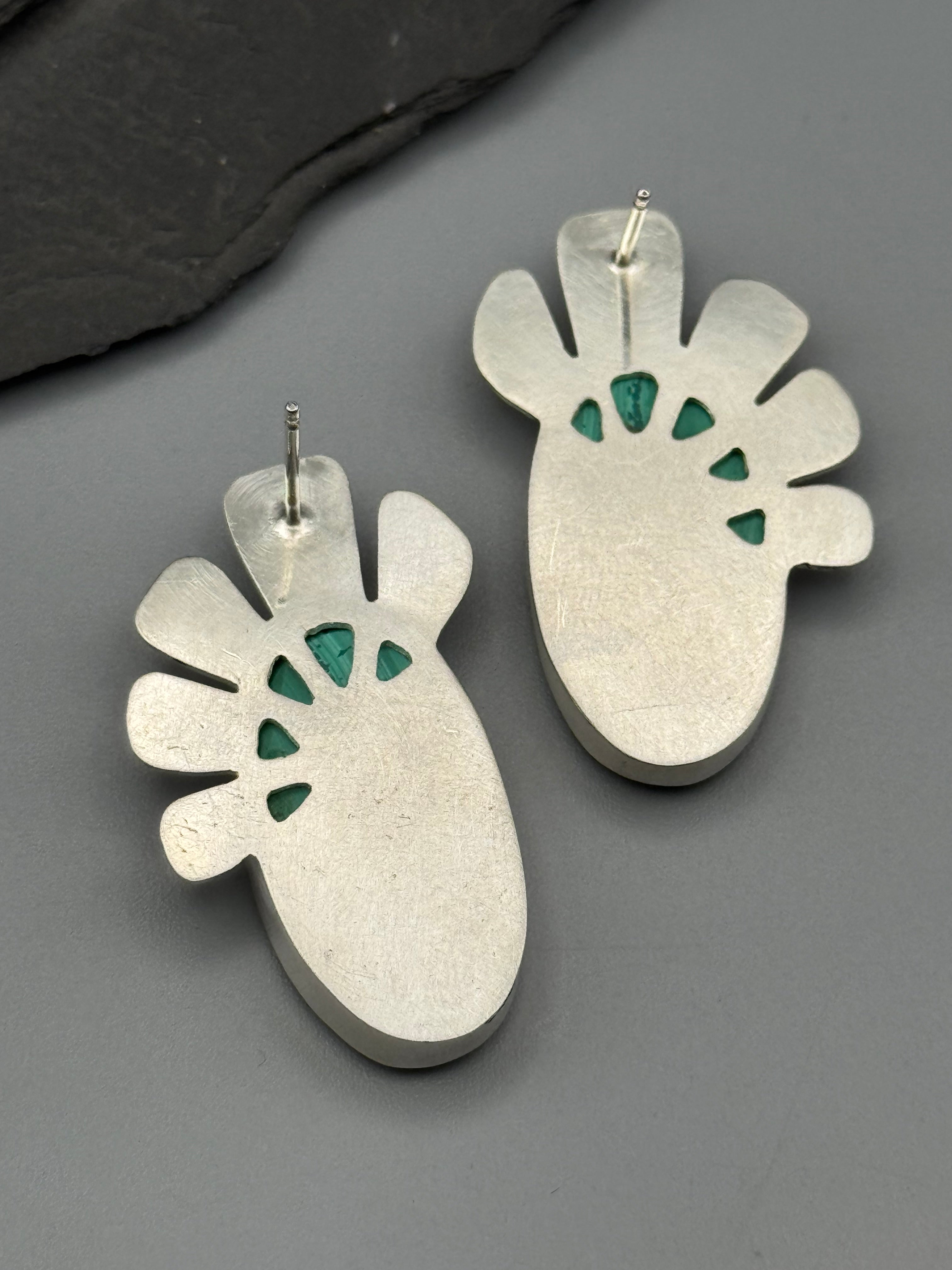 •PETALS• malachite + silver post earrings