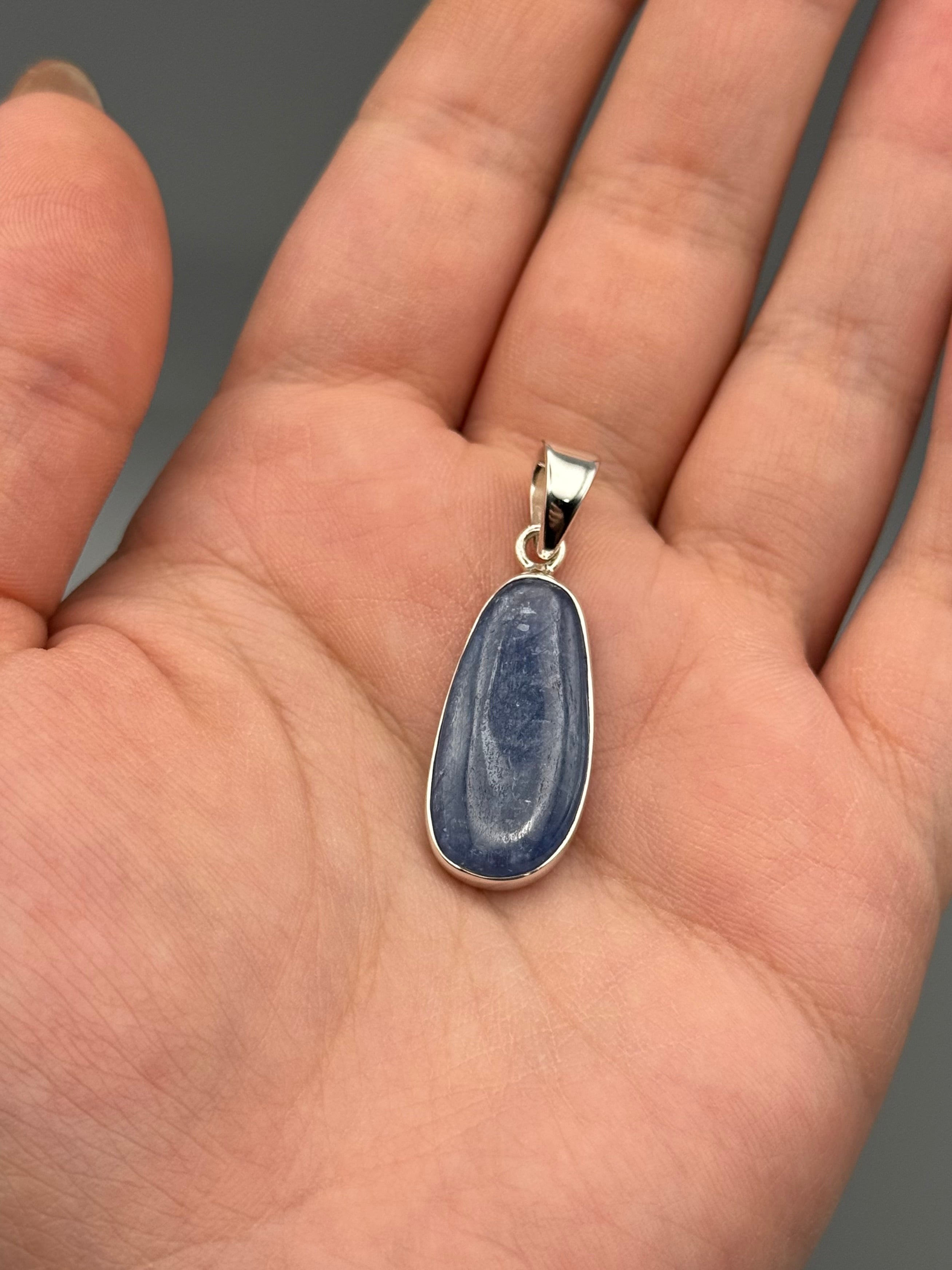 •KYANITE - ELONGATED OVAL• sterling silver pendant