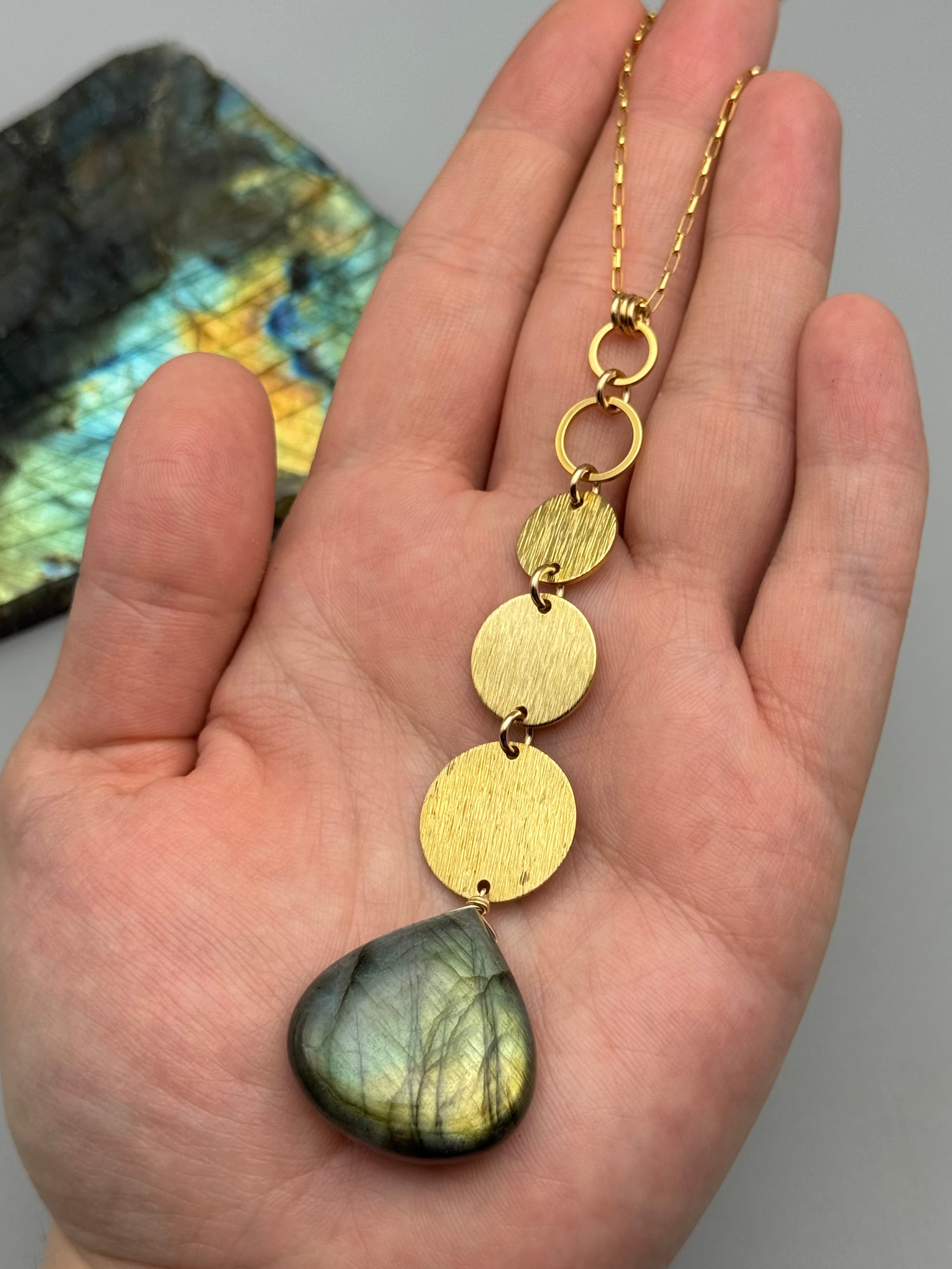 •NYX• labradorite + gold necklace (26"-28" long)