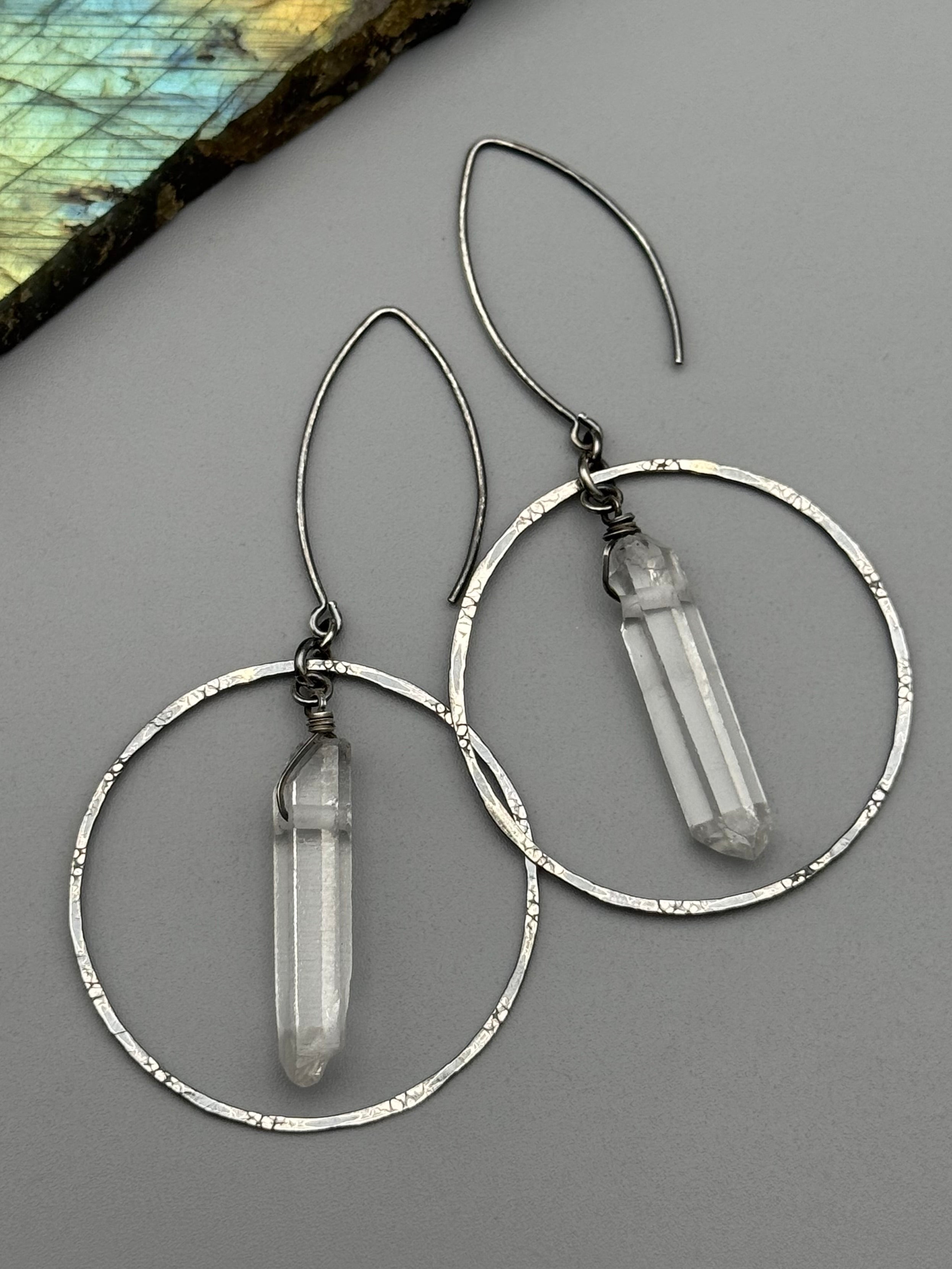 •LUNA• raw quartz point + silver earrings