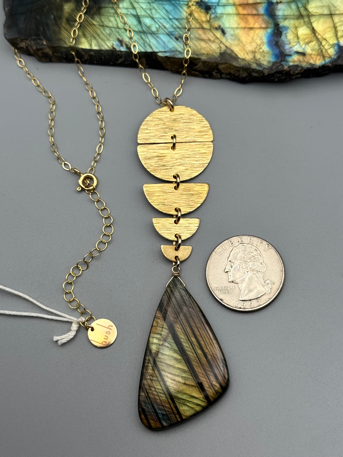 •NYX• labradorite freeform + gold necklace (26"-28" long)