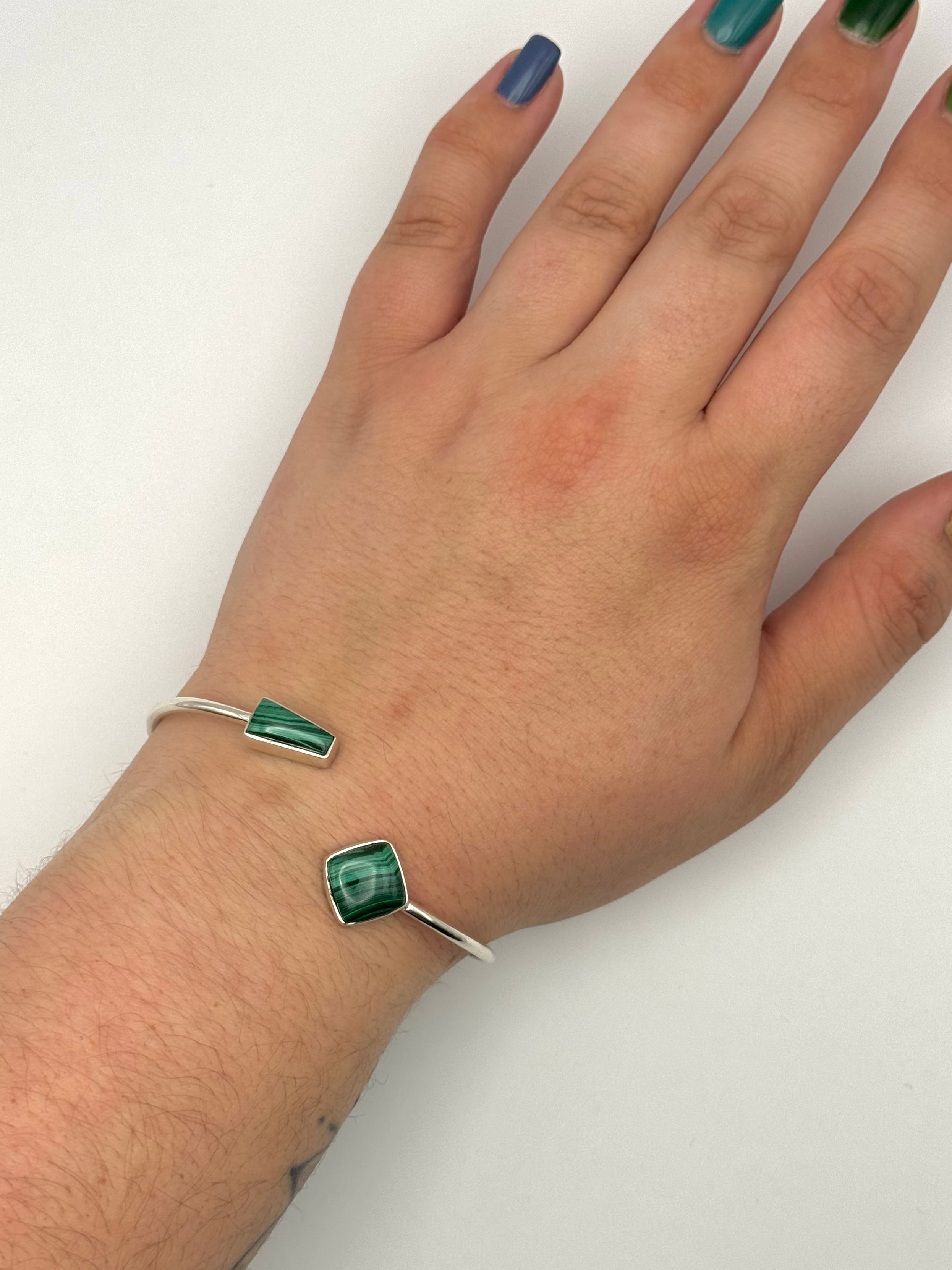 •PORTAL + DIAMOND• malachite + silver twist-on cuff bracelet