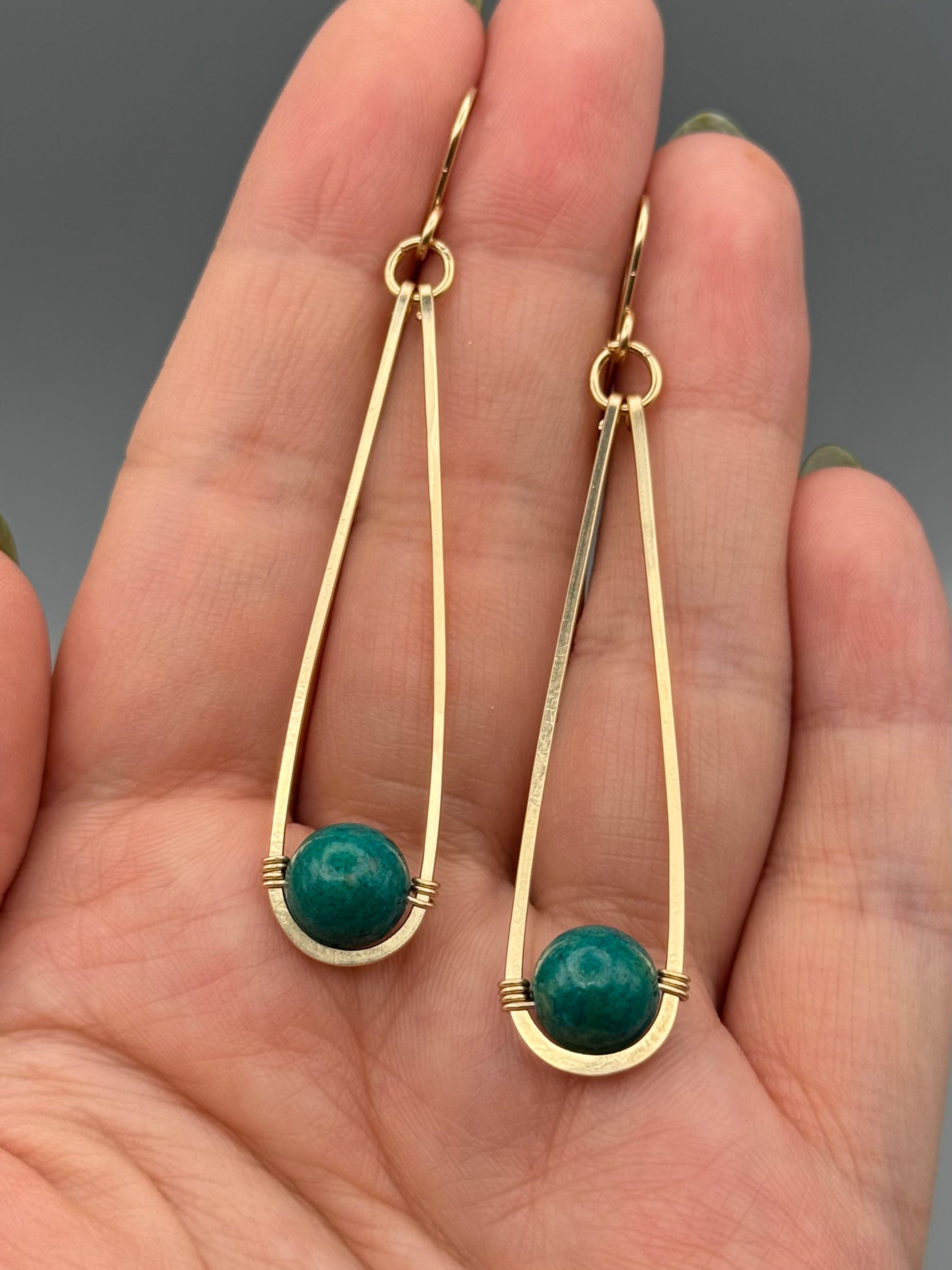 •PENDULUM• turquoise + gold dangle earrings