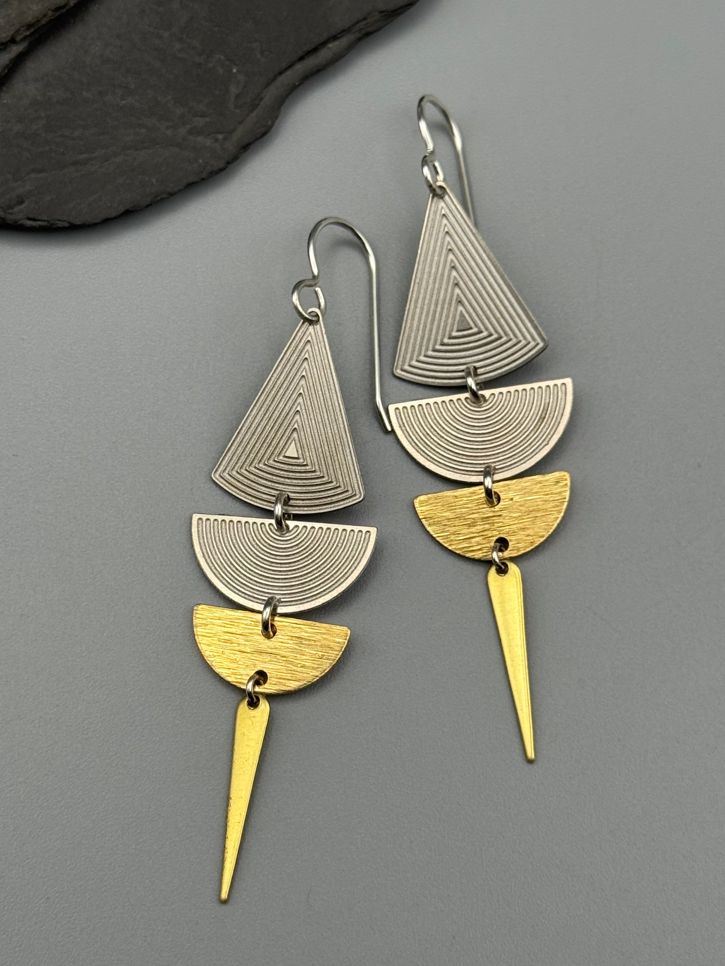•SHAPE SHIFTER• mixed metal dangle earrings