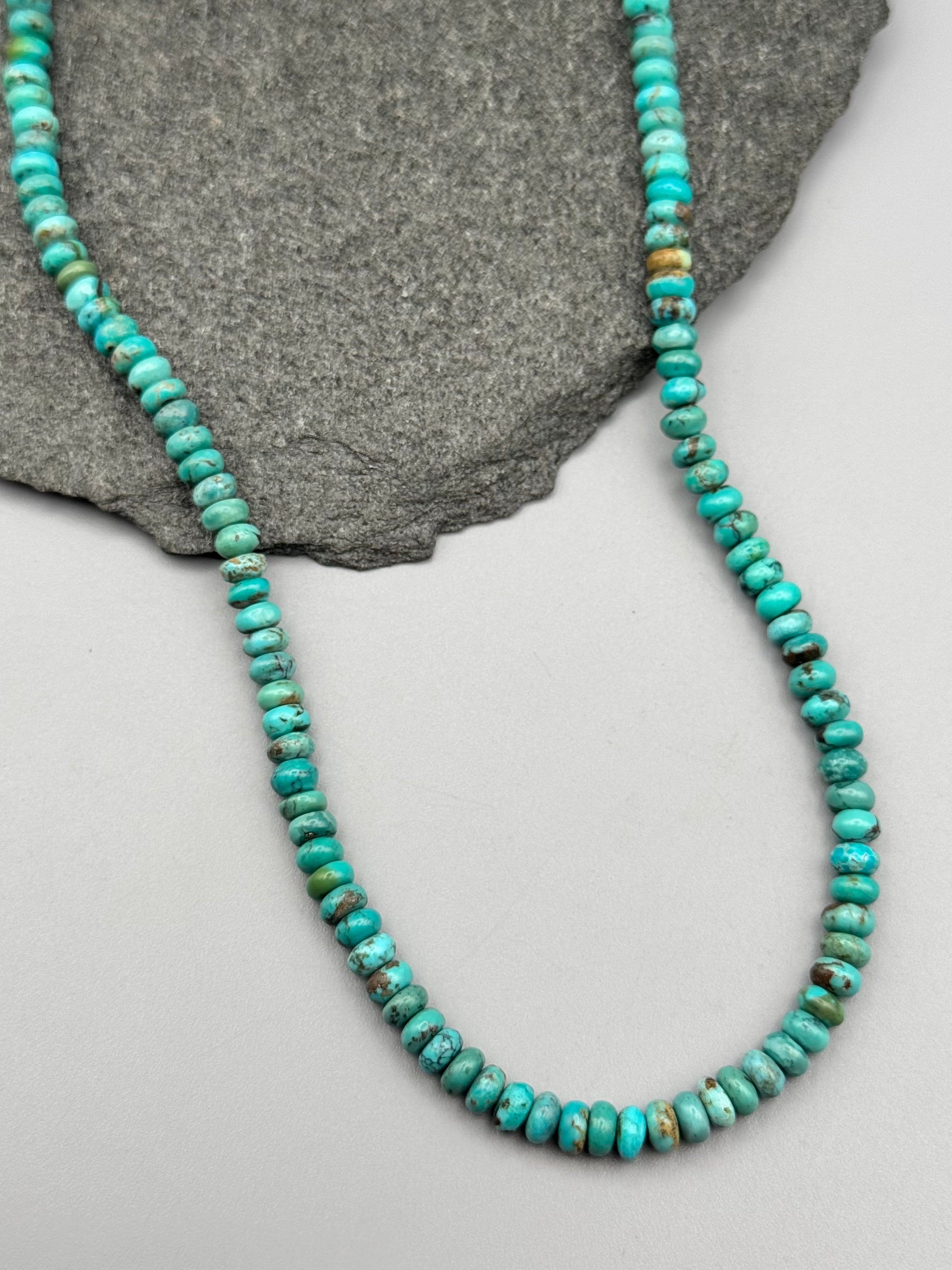 •HUBEI TURQUOISE - STRAND• silver beaded necklace (17" - 19" long)